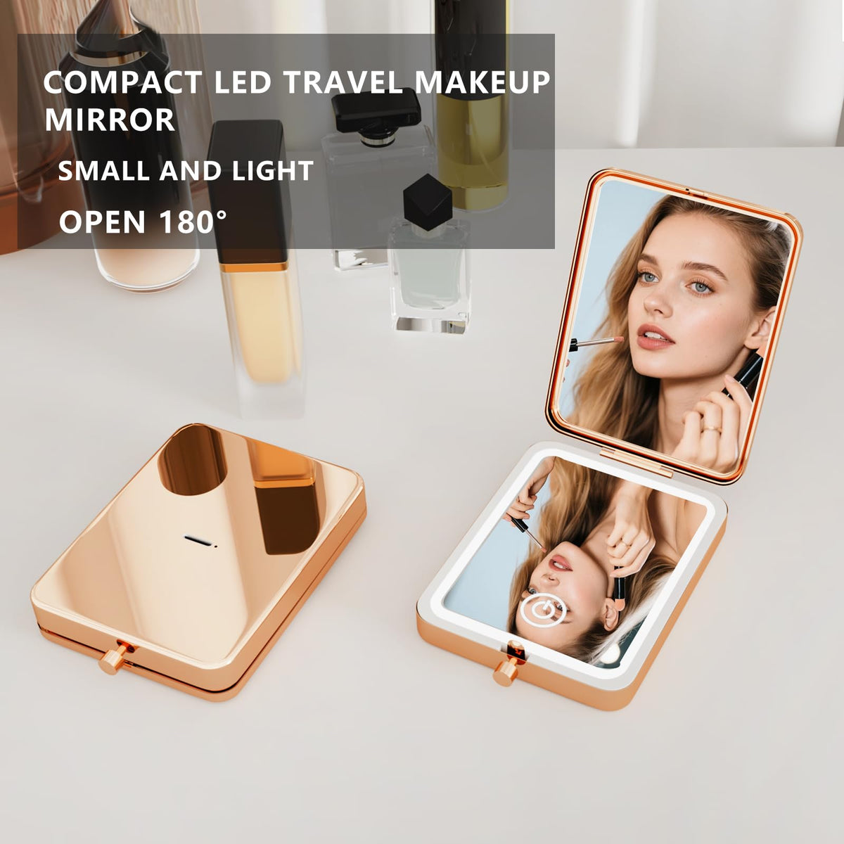 LED Lighted Travel Makeup Mirror 1x 3x Magnification - PDOZV Official Imagery - 7