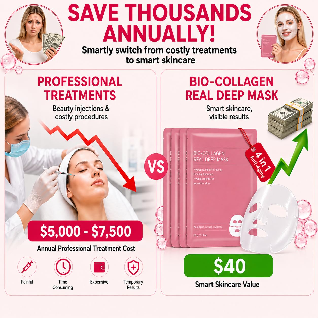 Premium 4-Pack bio-collagen real deep mask Hydrogel, beauty - GARDERIE