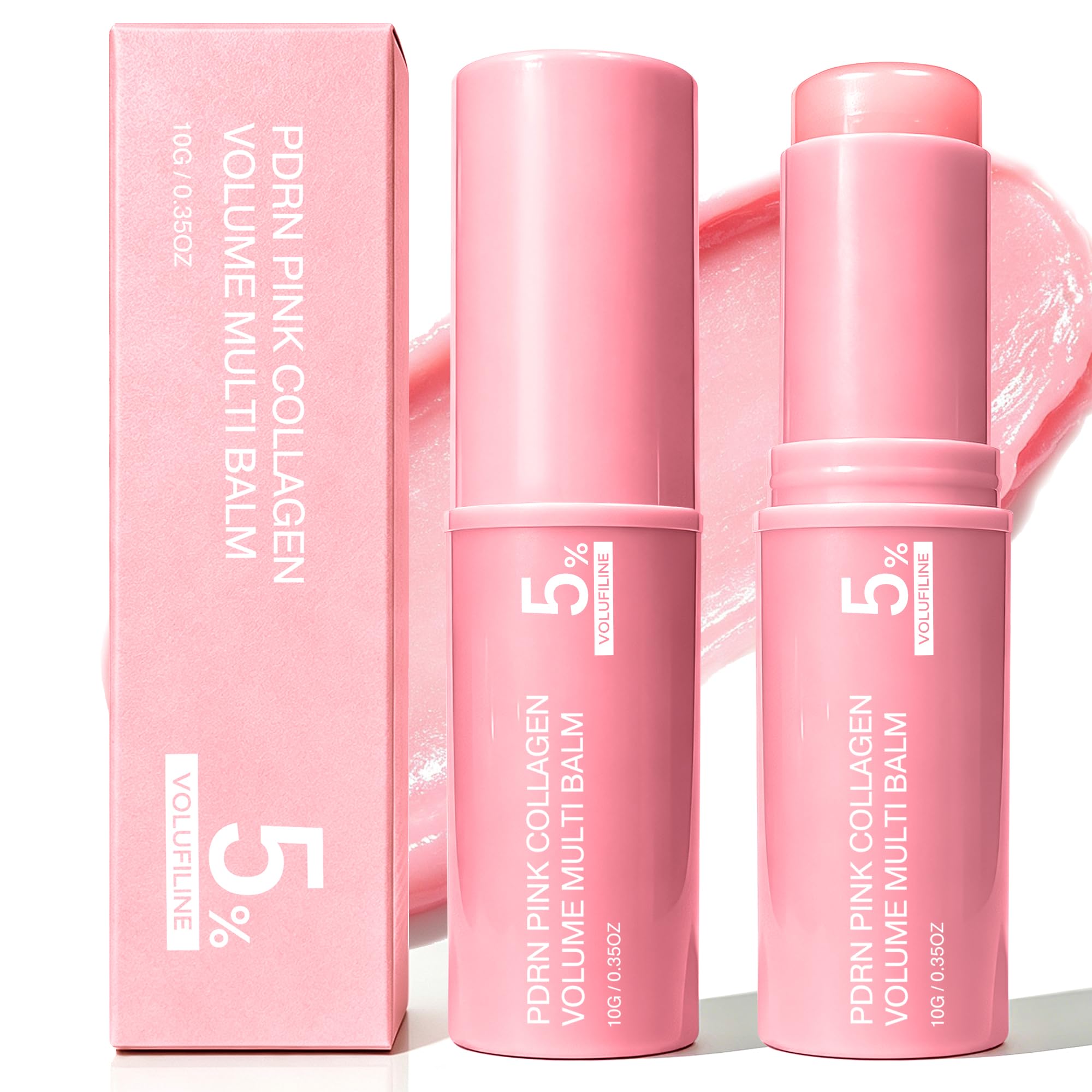 2 Pcs PDRN Pink Collagen Volume Multi Balm Stick Hydrate and - Ruistarhuan Official Product Imagery - 2