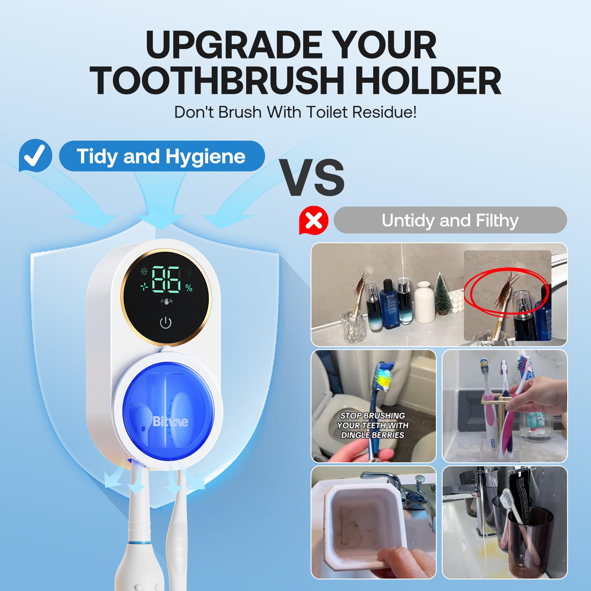 Bitvae Upgraded Tooth Brush Holder for Bathroom 2.0 Infrared Sens - Bitvae Official Product View 5