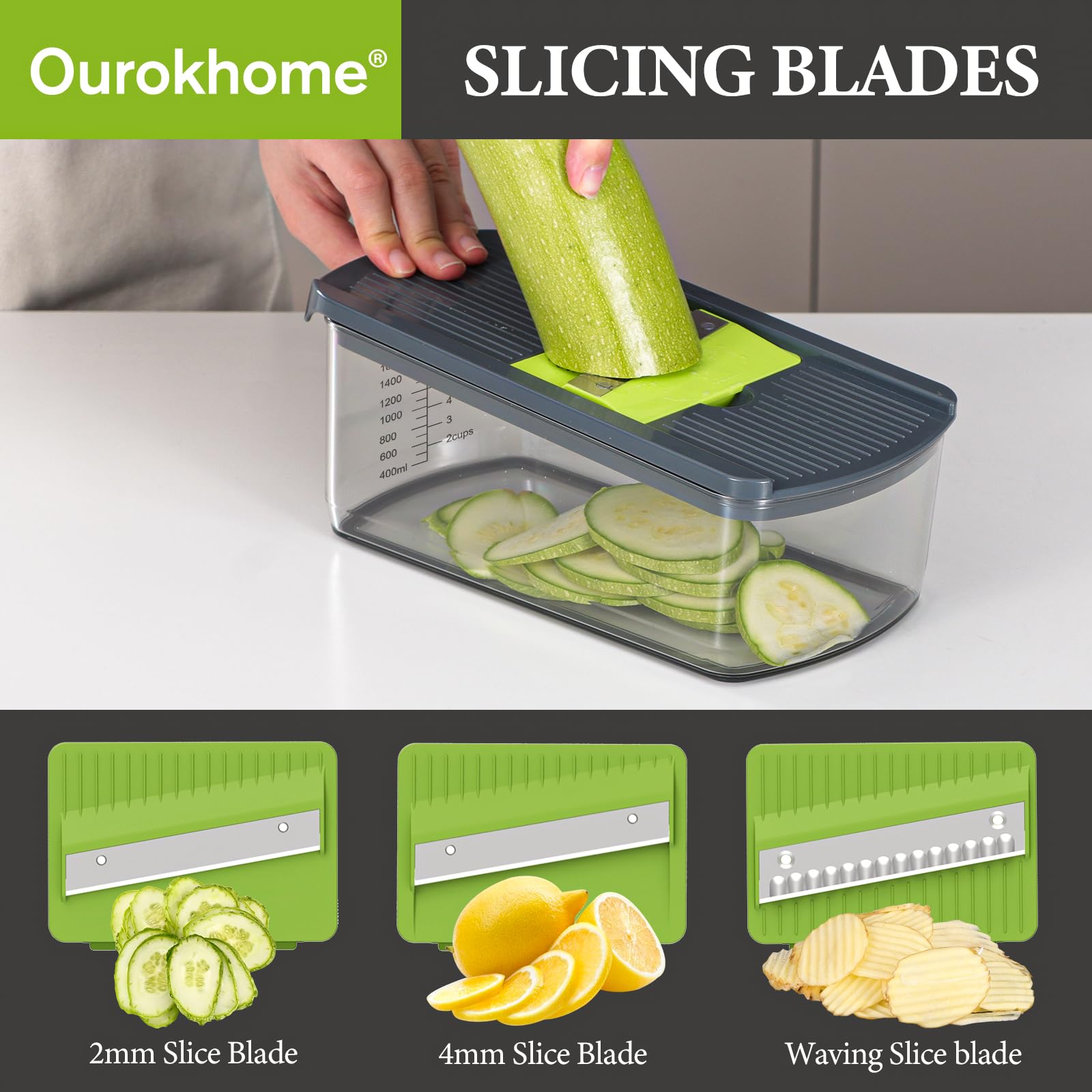Ourokhome Mandolin Slicer for Kitchen Food, Hand Safe Vegetable S by Ourokhome - Angle View 4