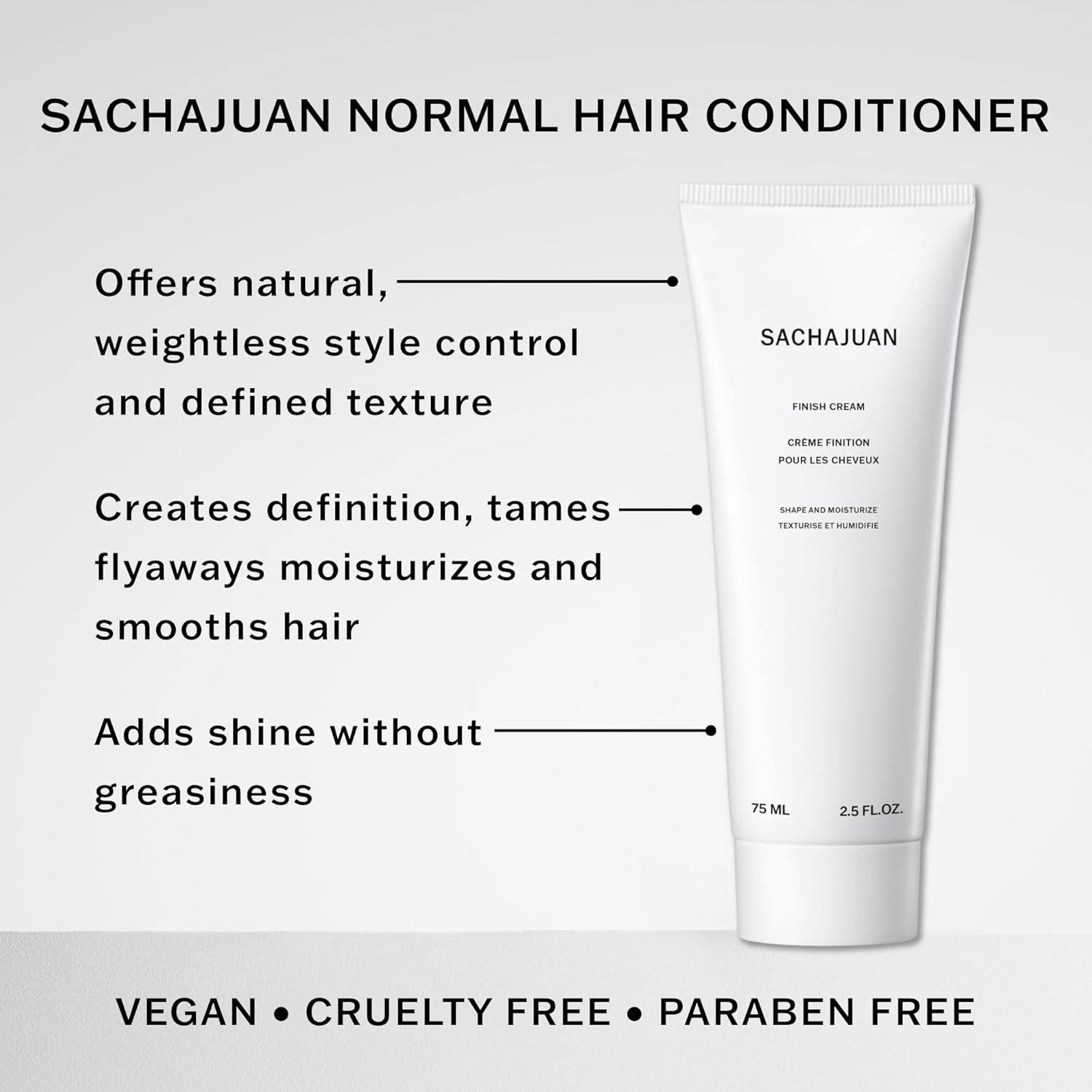 SachaJuan Finish Cream Shape and Moisture in 75ml jar, showing creamy texture and product label on a white background