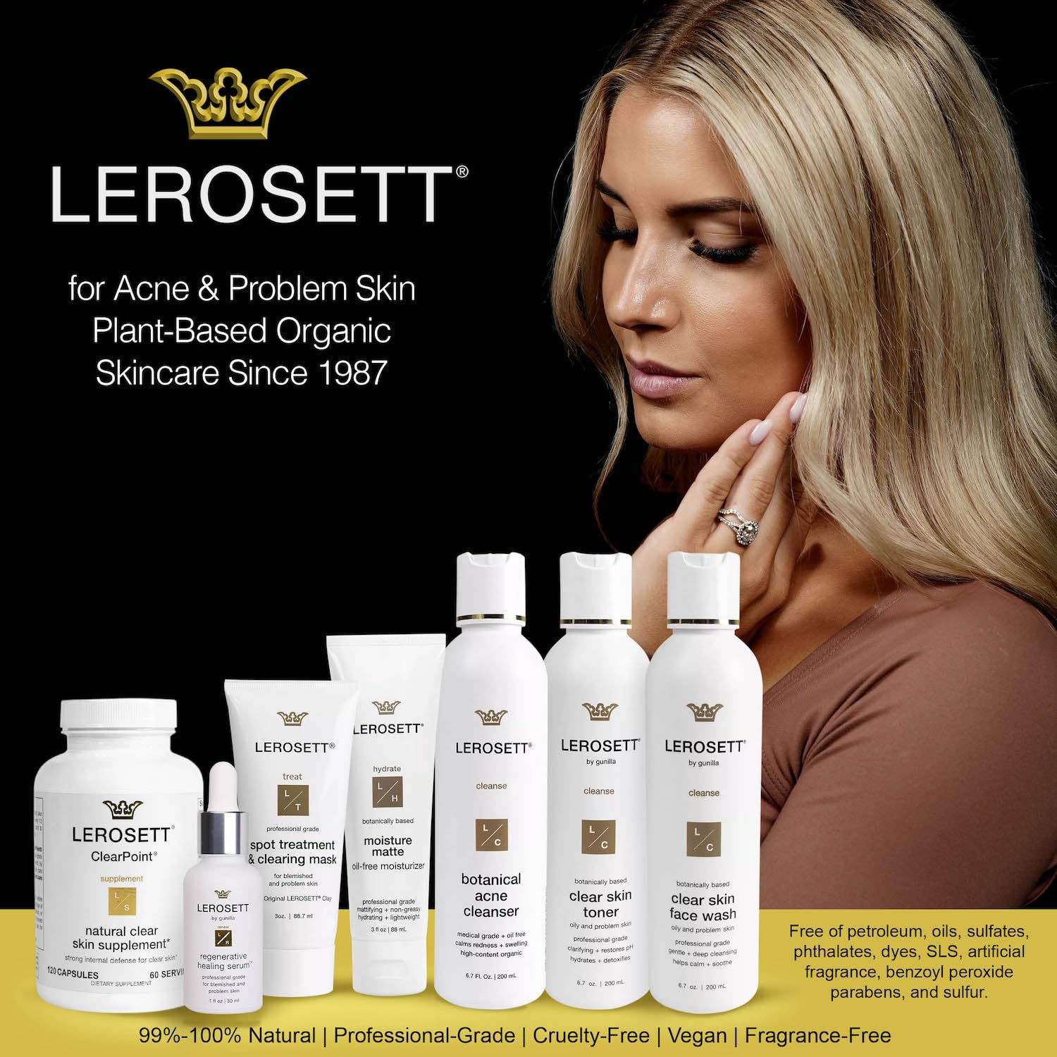 LEROSETT Oil-Free Moisturizer for Oily & Sensitive Skin, Lightweight Matte Hydration, Vegan Moisturizer, Aloe-Based with Vit-B5 + 7 Soothing Herbals, Non-comedogenic, Fragrance Free - 3 oz - Gunilla Of Sweden Official Product View 6