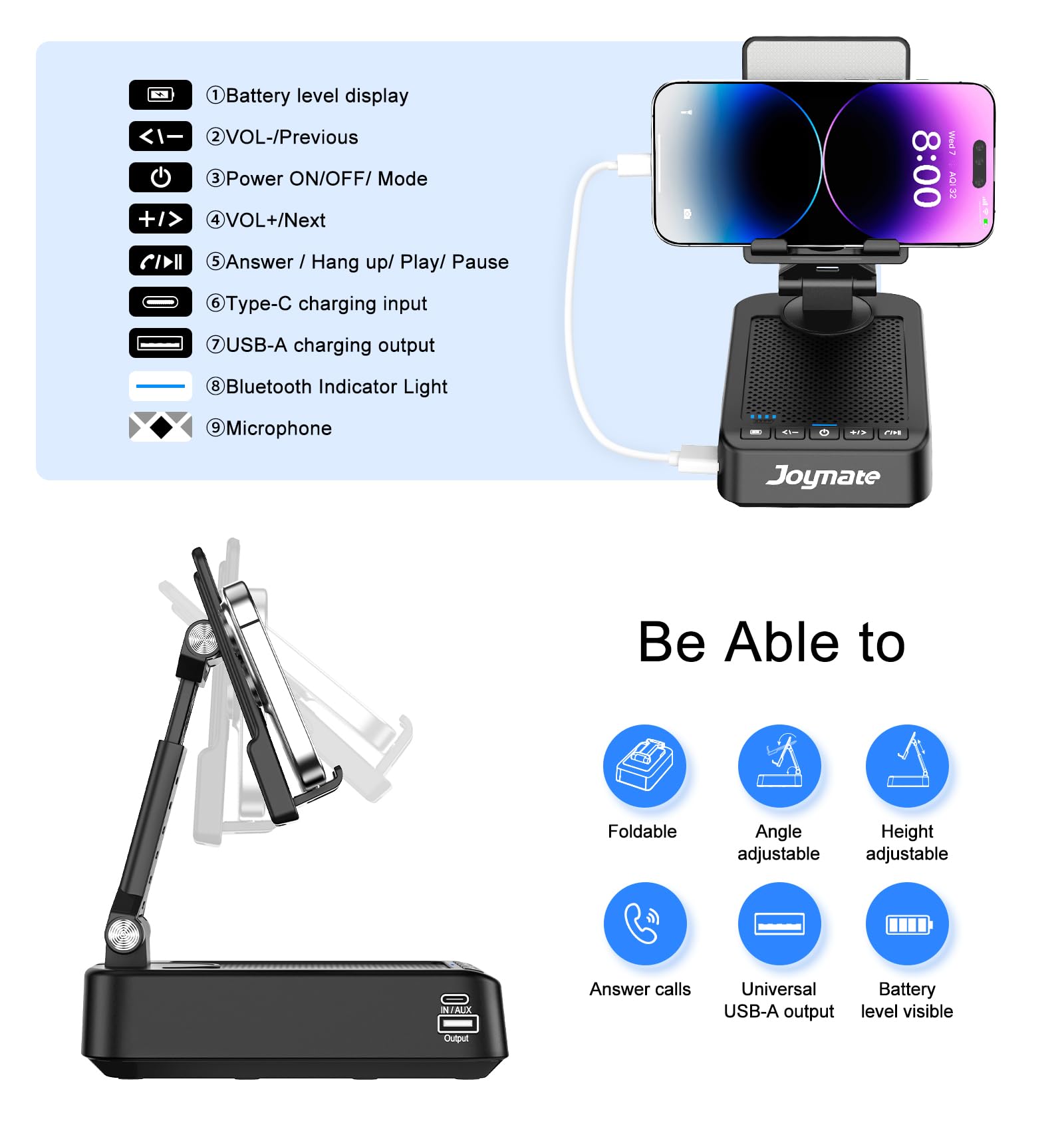 Joymate Gifts for Men Women, Phone Stand with Bluetooth Speaker a by Joymate - Angle View 4