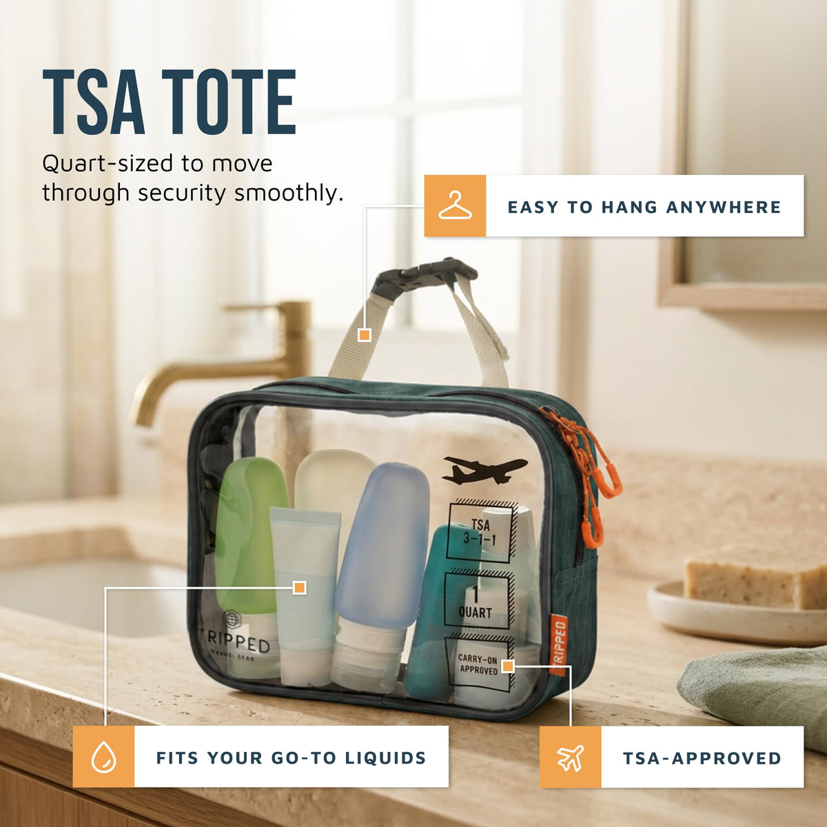 TRIPPED Travel Gear 3 Piece Travel Toiletry Bag Set - TRIPPED Travel Gear Official Imagery - 5