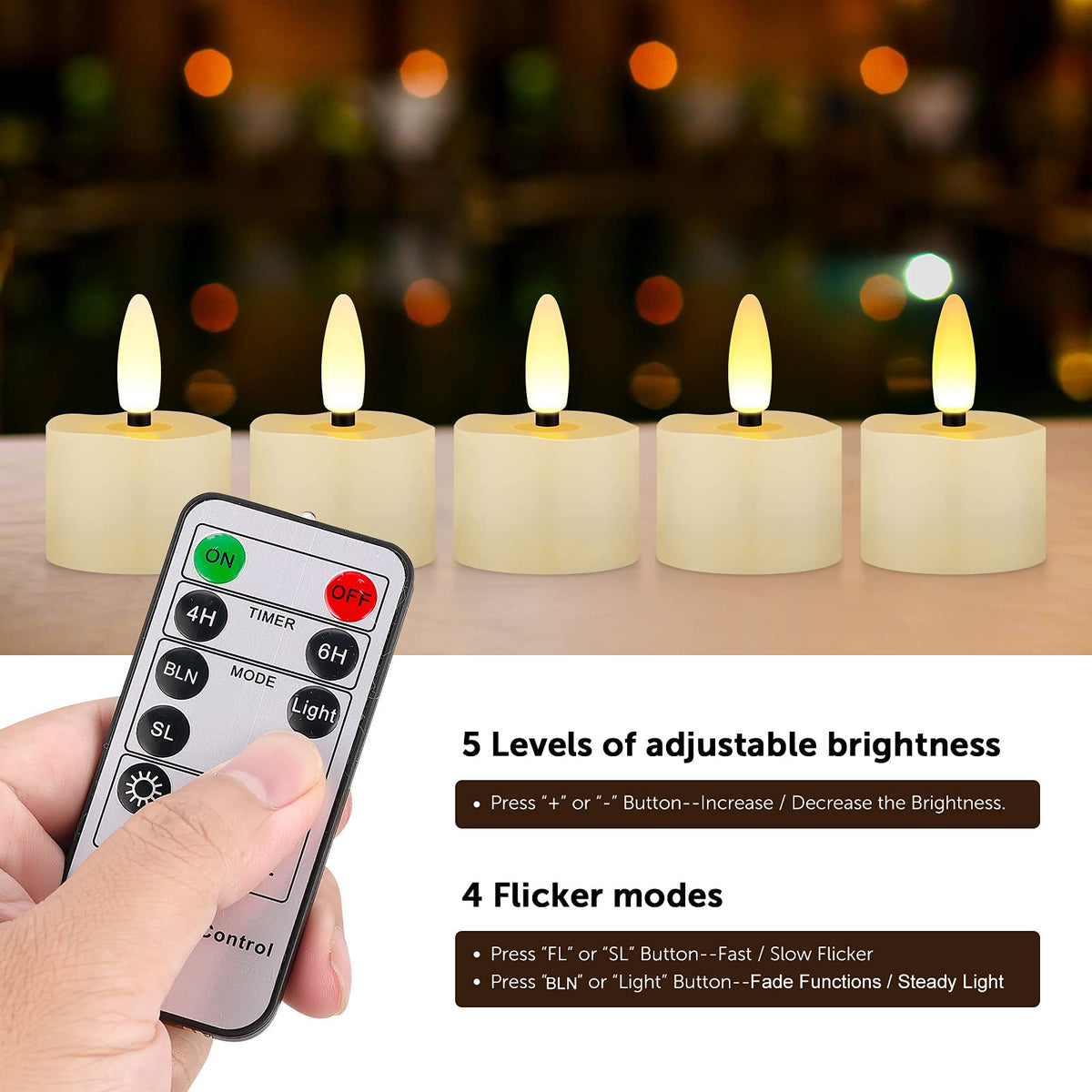 12PCS Rechargeable Flameless Tea Lights Candles for Home - FPOO Official Imagery - 5