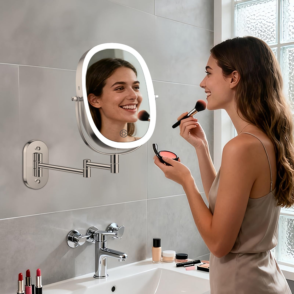 FUNTOUCH 5000mAh Rechargeable Wall Mounted Lighted Makeup - FUNTOUCH Official Imagery - 3