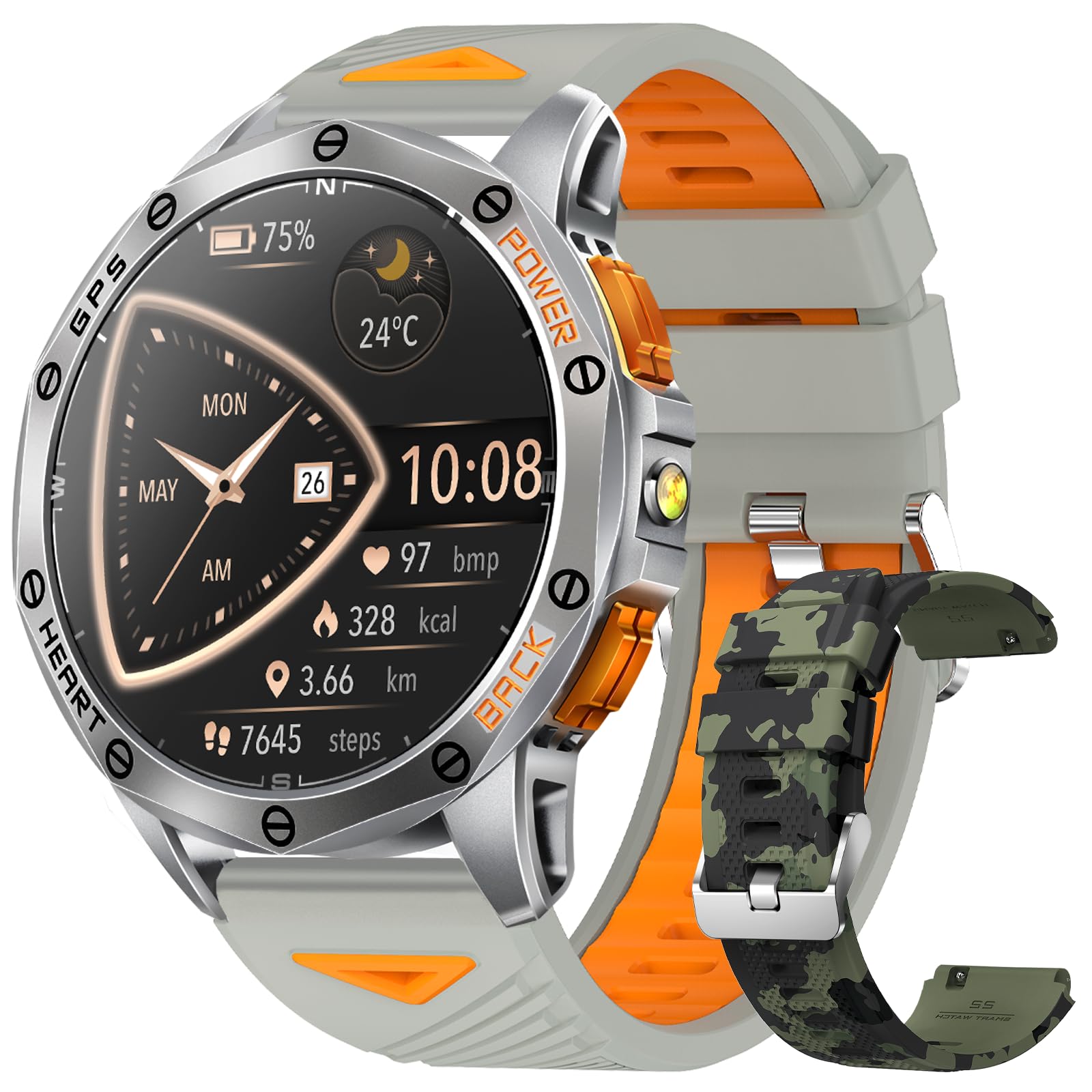 Tiwain Military Smart Watch for Men, Built-in GPS, 30-day standby, 1.4 - View 9
