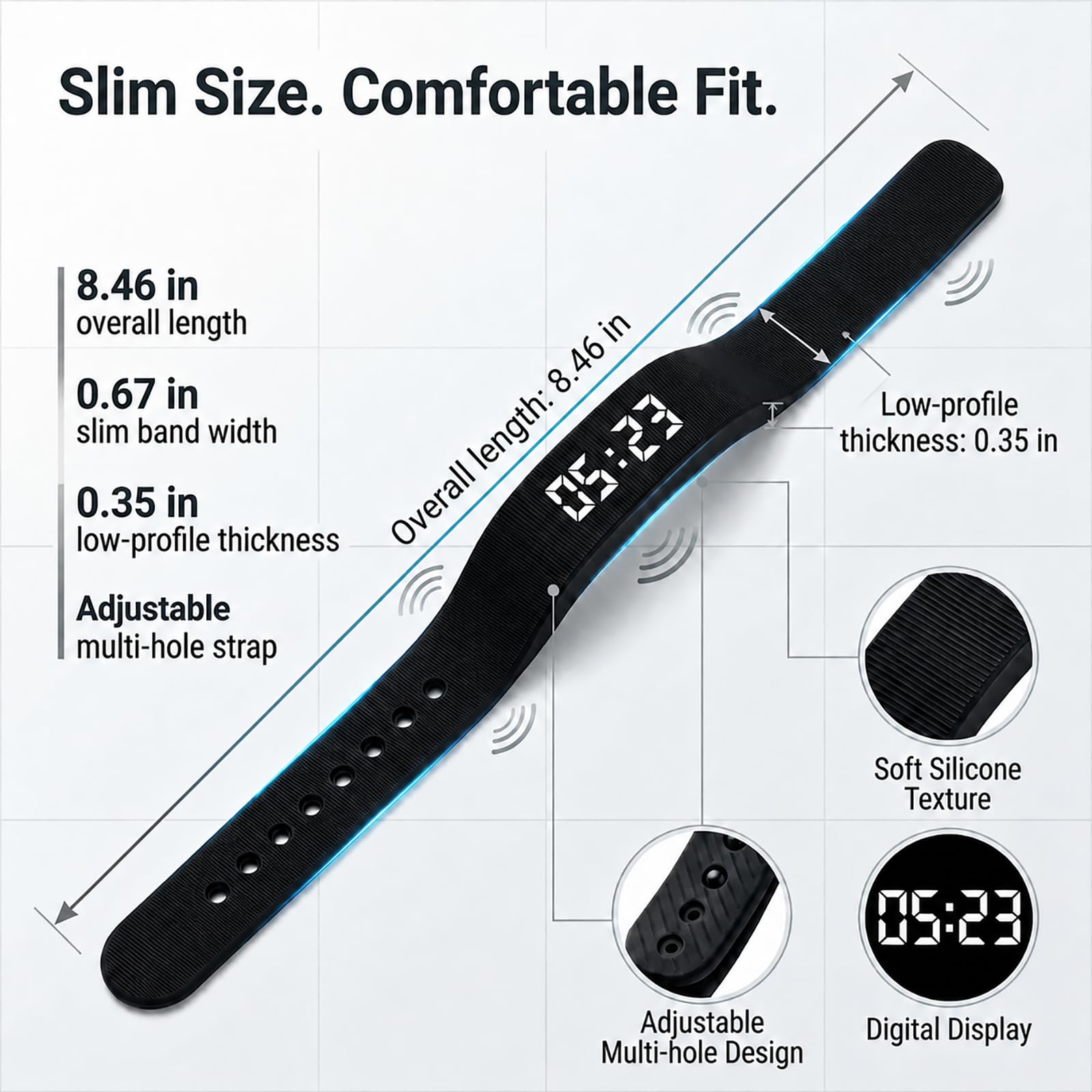 TEERAVD Vibrating Alarm Wristband Clock for Heavy Sleepers Wake Band W - View 6