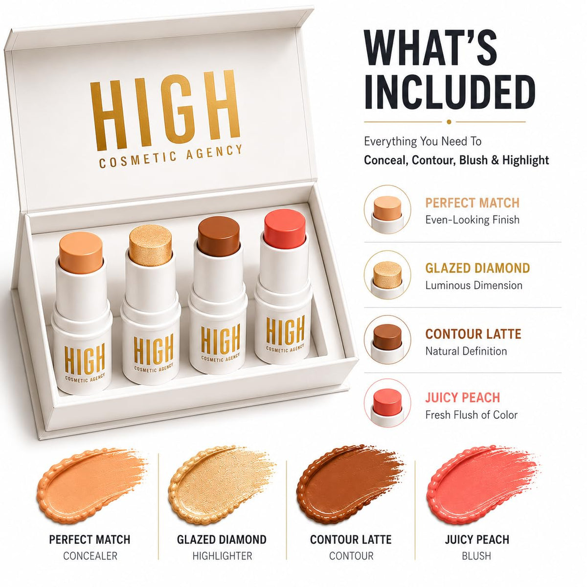 TO GO Face Sculpting Cream Stick Set 4 Piece Concealer - HIGH COSMETIC AGENCY Official Imagery - 4