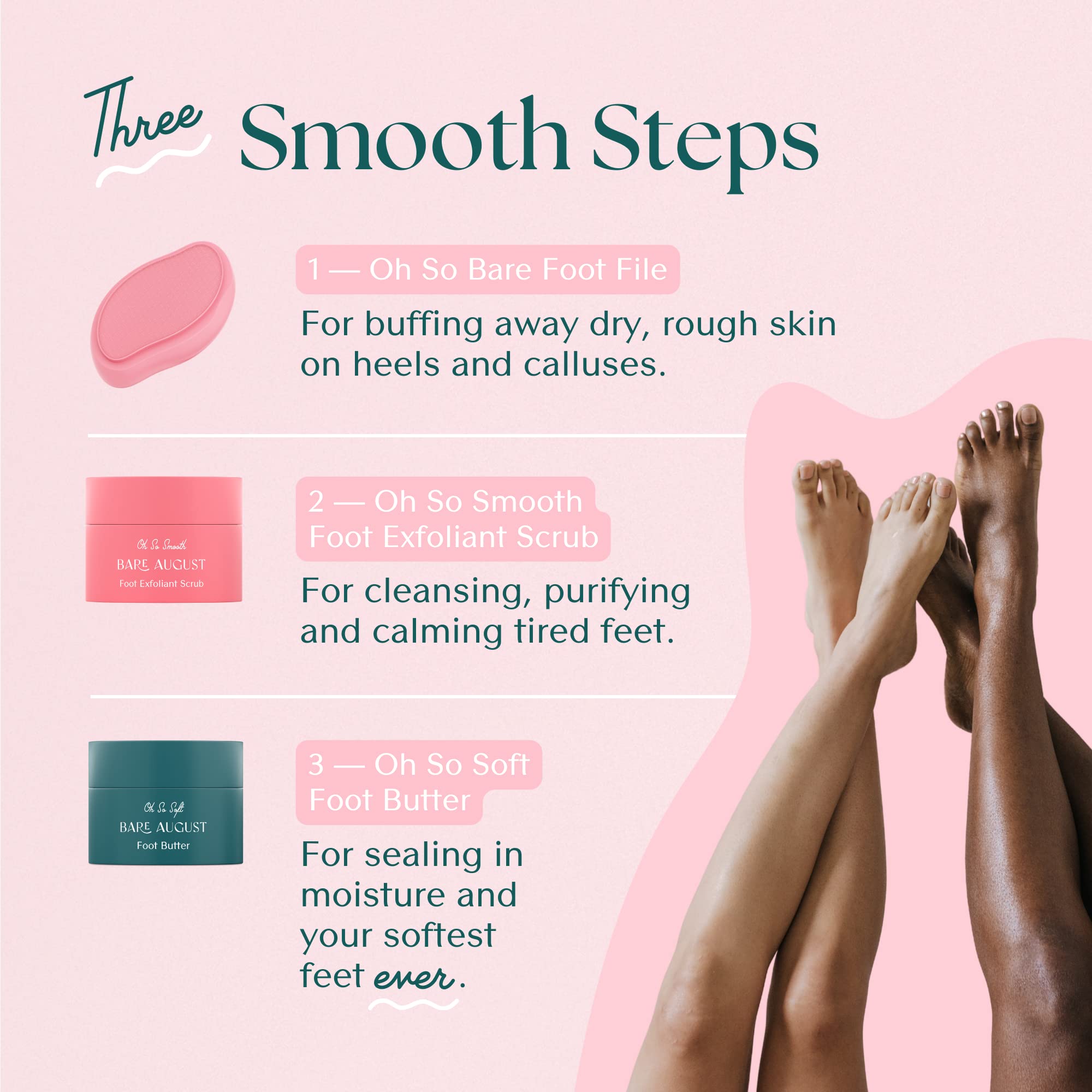 Bare August Foot Scrub - Natural Exfoliant for Soft, Smooth Feet | 3.4oz
