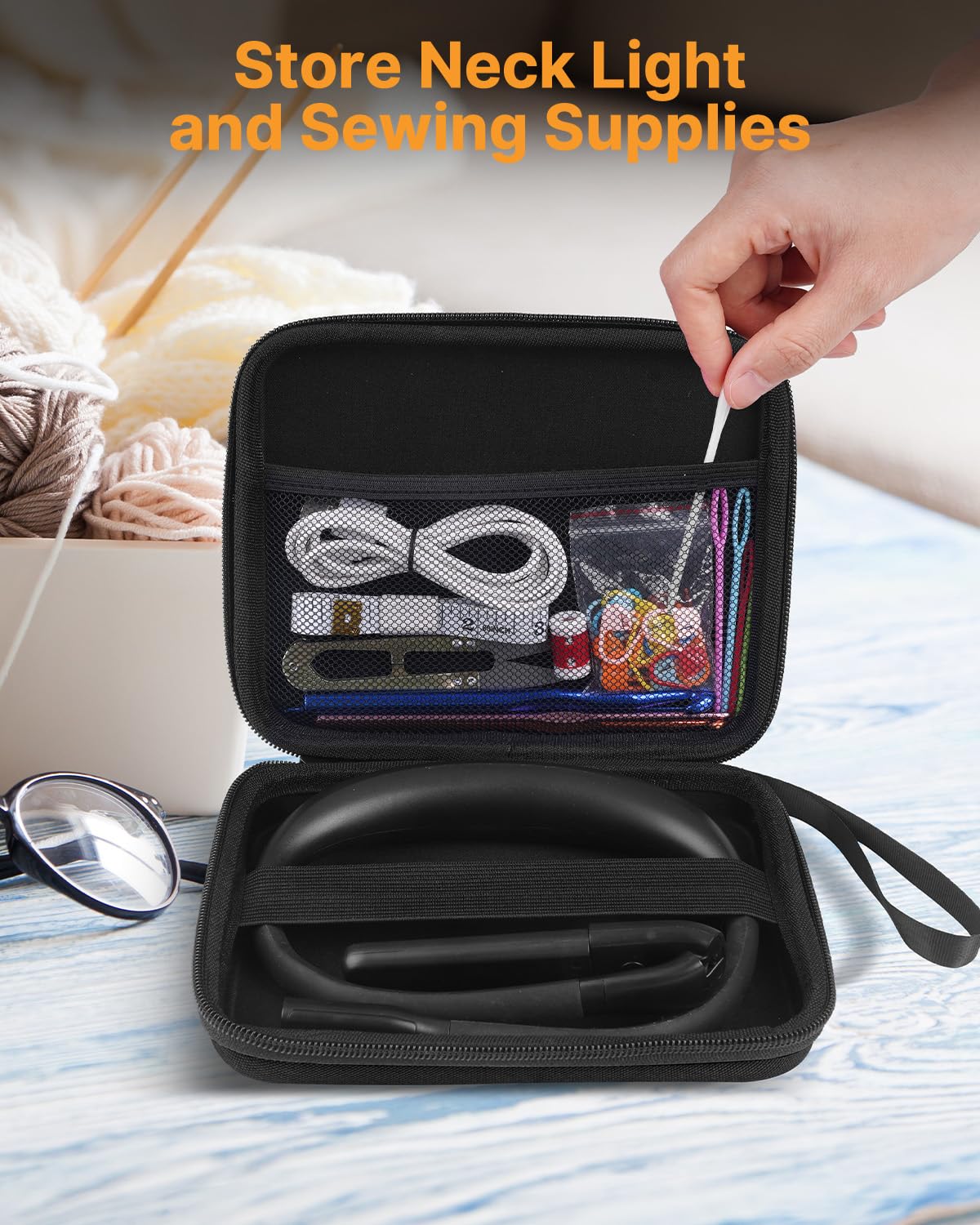 EastPin Upgraded Book Light with EVA Case, Neck Light with Power Displ - View 3