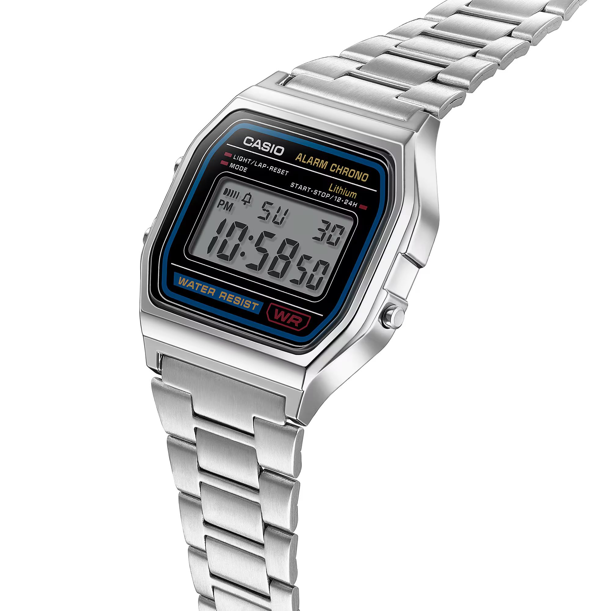 Casio A158WA Unisex Digital Watch | Silver/Black