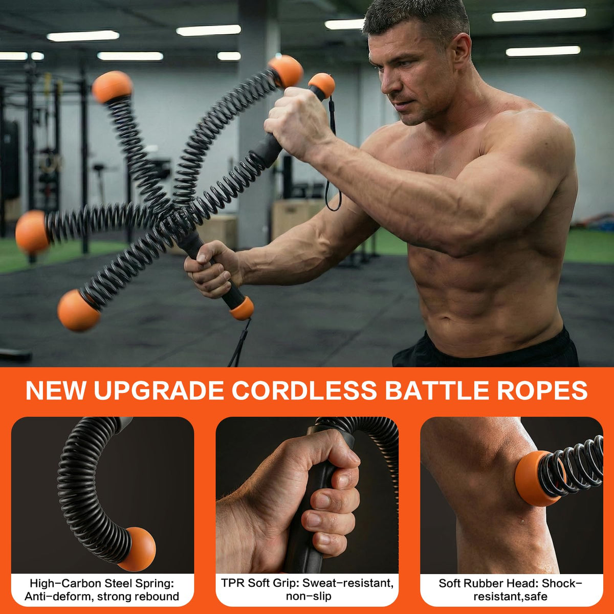 Ropeless Battle Ropes for Home Gym Portable Cordless - Varillo Official Imagery - 3