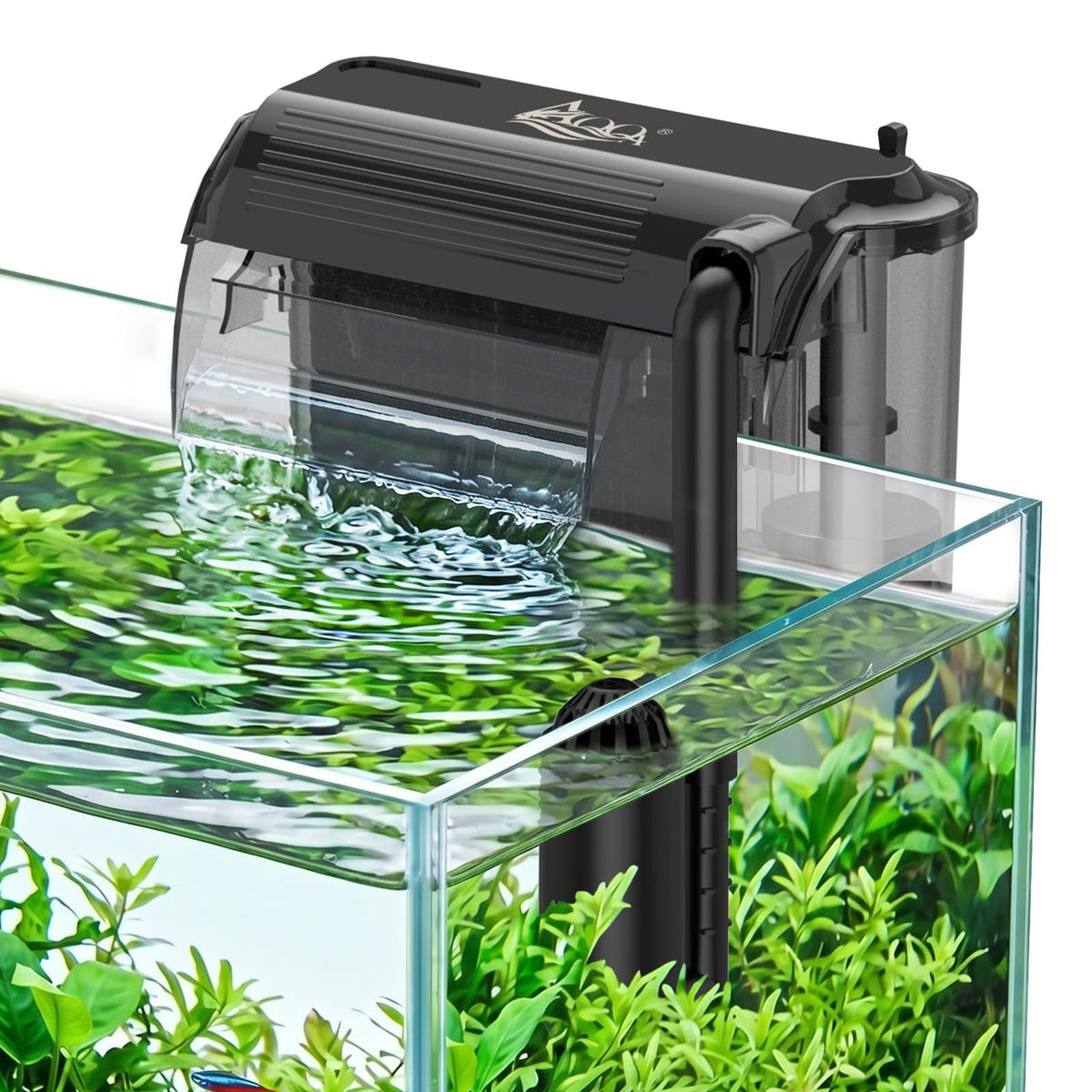 AQQA Aquarium Hang on Back Filter Slim Quiet HOB Power - AQQA Official Imagery - 1