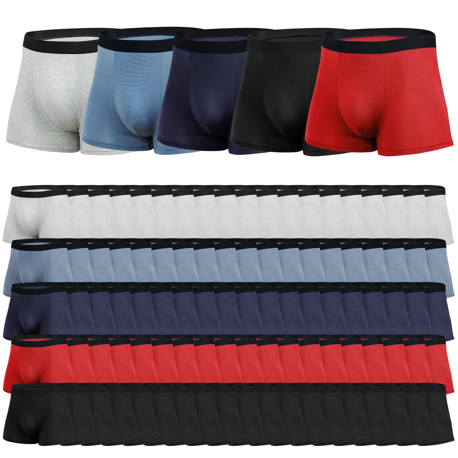 Sophproton 100 Pack Mens Cotton Boxer Briefs Bulk Pack Comfy Brea - Sophproton Official Product View 1