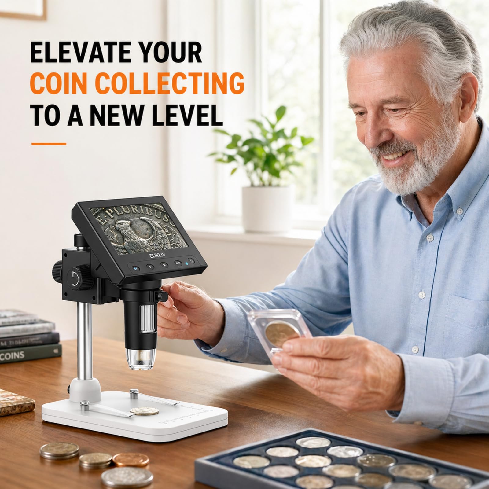 Elikliv Microscope, LCD Digital Coin Microscope 1000x, Coin Magni - Elikliv Official Product View 3