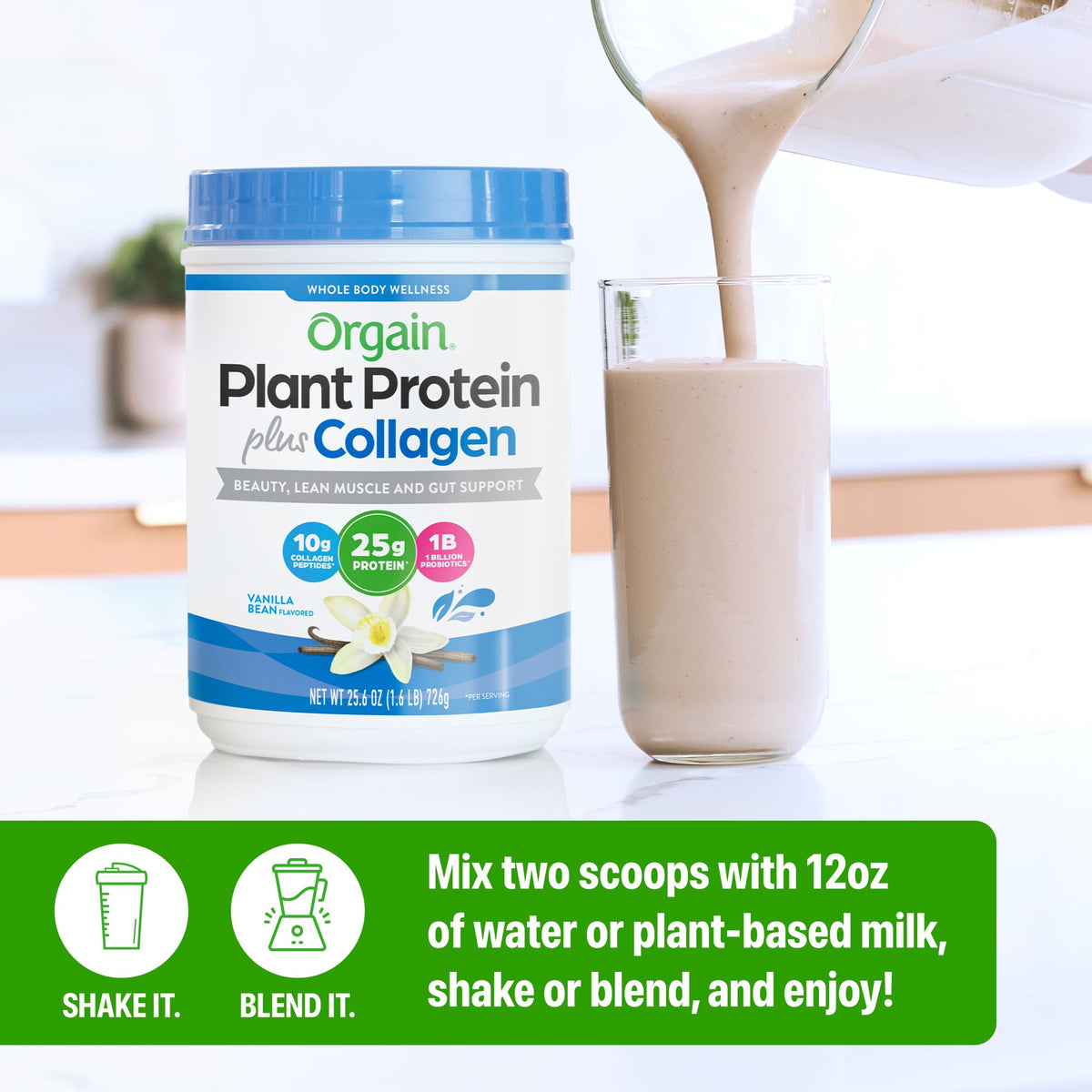 Orgain Organic 25g Protein 10g Collagen Powder Vanilla Bean - Orgain Official Imagery - 6