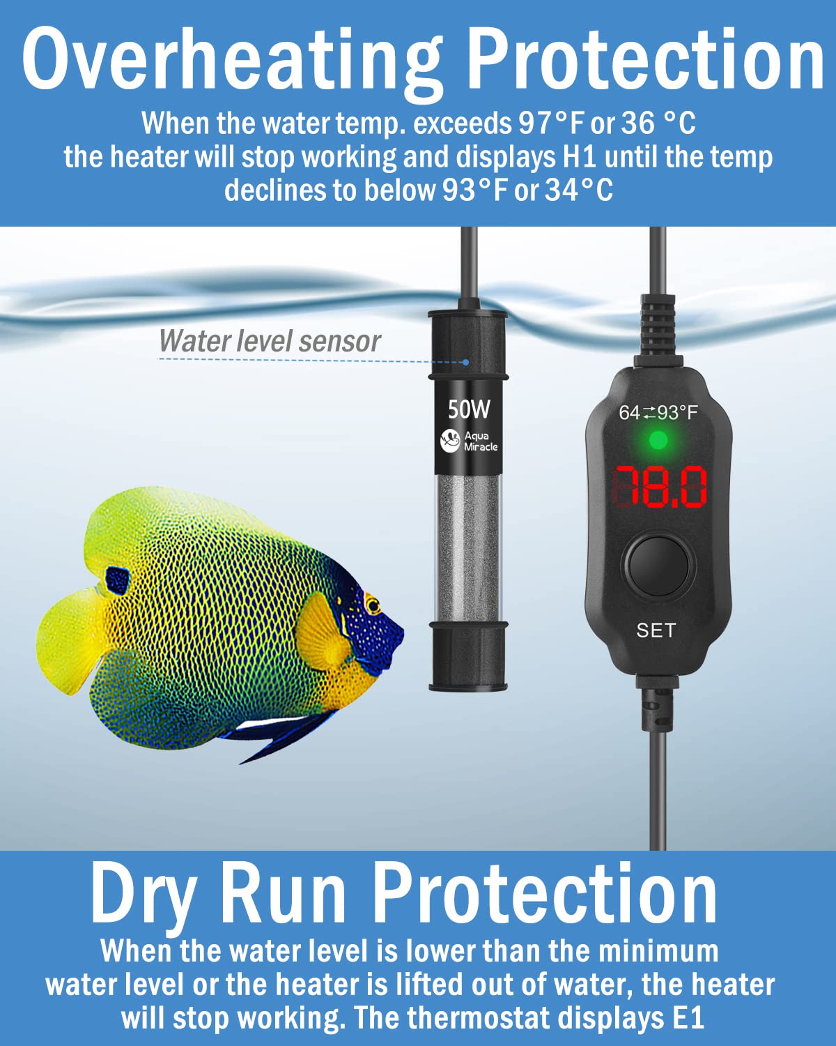 AquaMiracle Aquarium Heater 50W Fish Tank Heater for 5-10 Gal Tan - AquaMiracle Official Product View 6