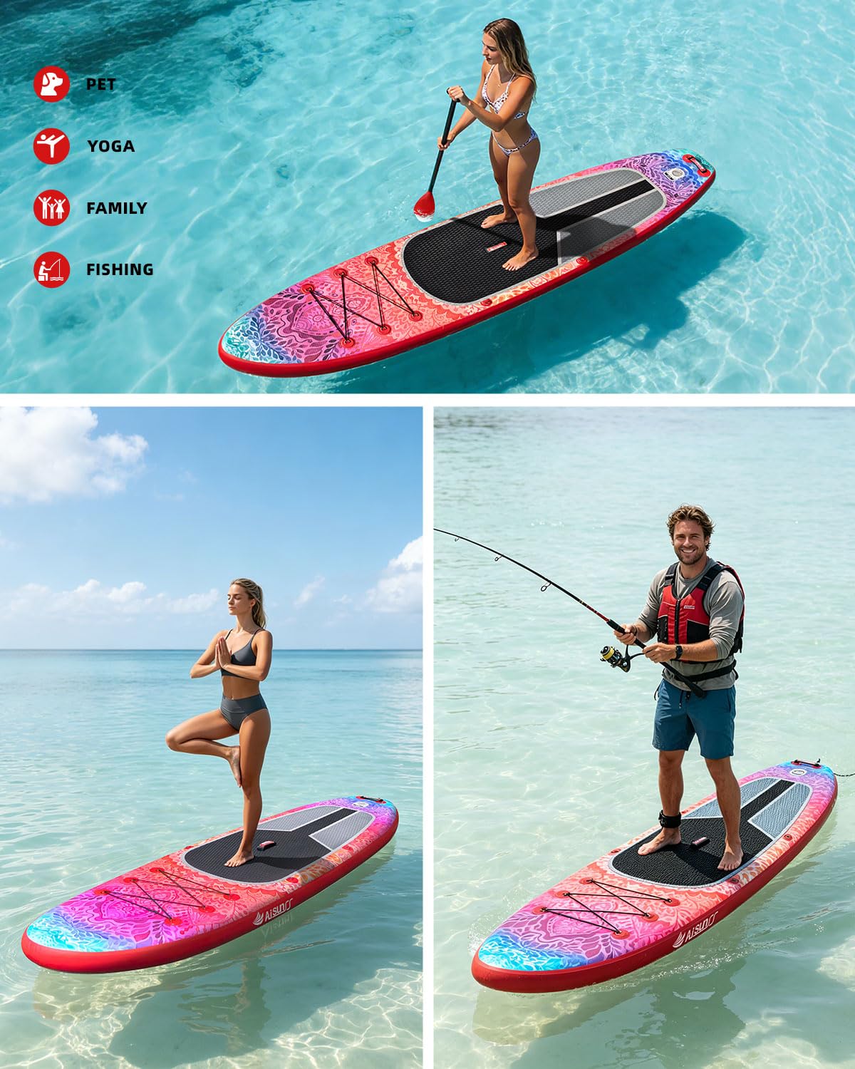 Inflatable Stand Up Paddle Board with SUP Board Accessories - AISUNSS Official Imagery - 4