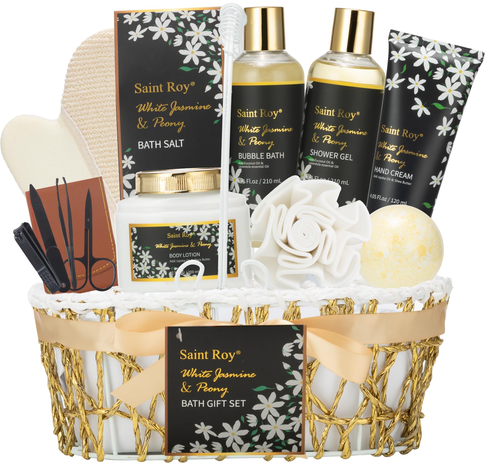 Spa Bath &amp; Body Gifts for Women, Jasmine Peony Spa Gift - Saint Roy
