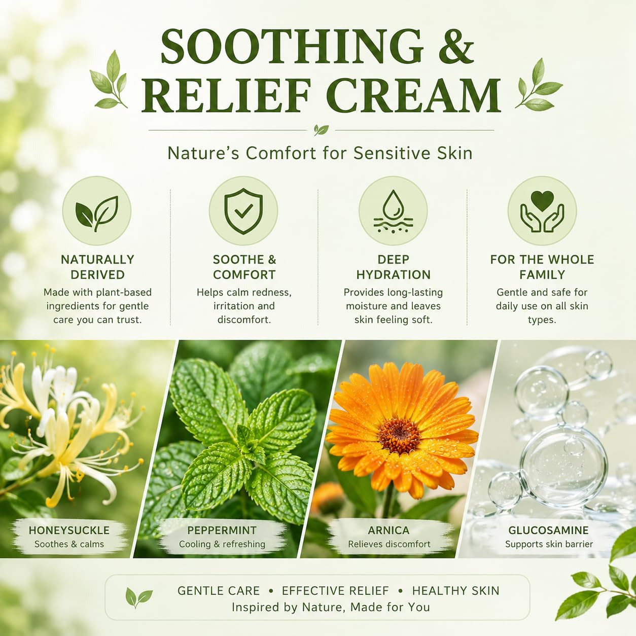 LFuTPm Smoothing Relief Cream with honeysuckle, arnica, and MSM, 1oz, skin moisturizer in a small jar.