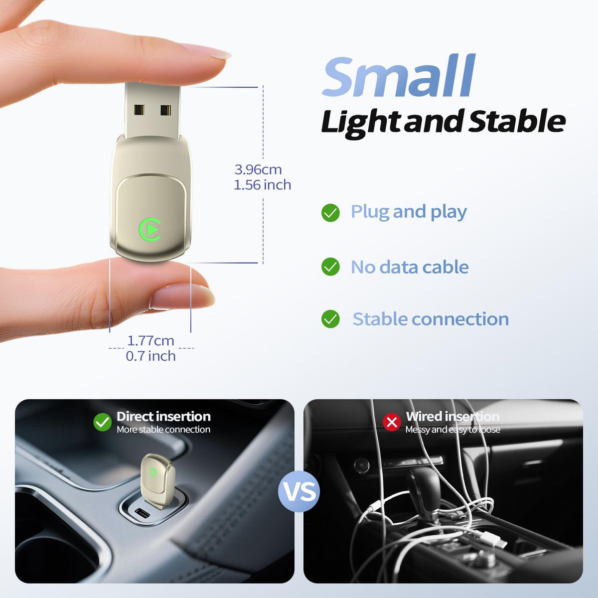 Mini Wireless CarPlay Adapter 2025 Upgrade Dual Band WiFi - VOESUD Official Imagery - 4