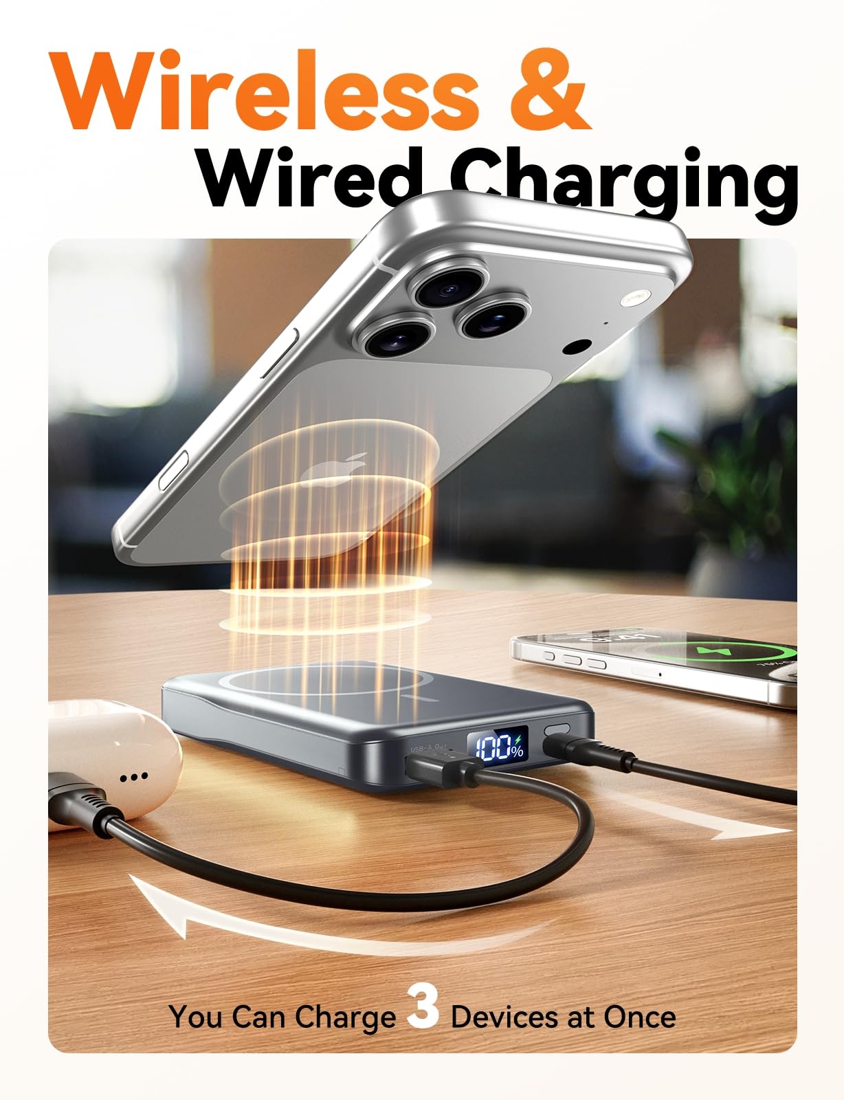 Magnetic Portable Charger 10000mAh Fast Charging MagSafe - Aobbow Official Imagery - 6