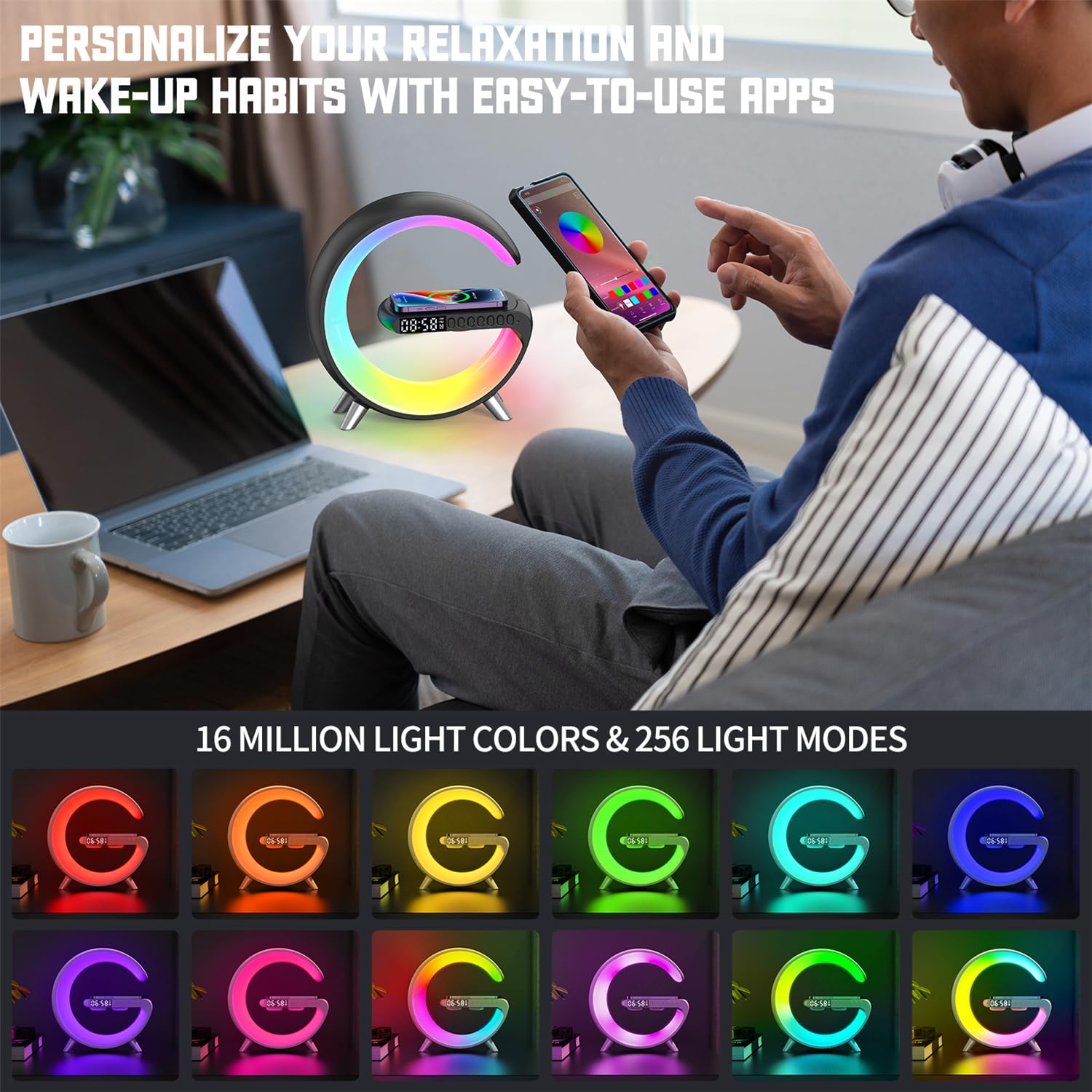 ALYNIC Smart LED Table Lamp, 4-in-1 Wireless Charger, Night Light - ALYNIC Official Product View 5