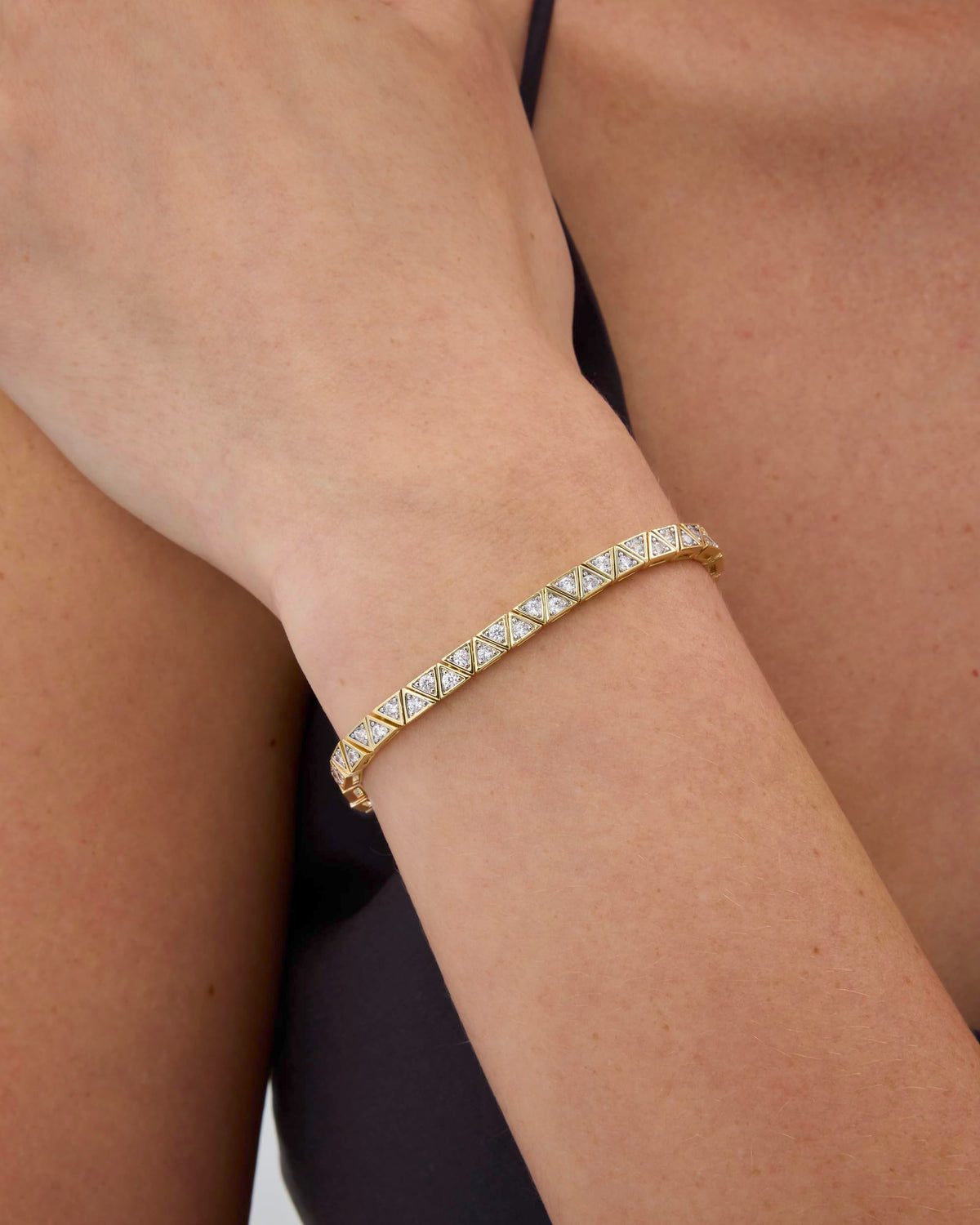 PAVOI 14K Gold Plated Tennis Bracelets for Women Bezel Set - PAVOI Official Imagery - 4