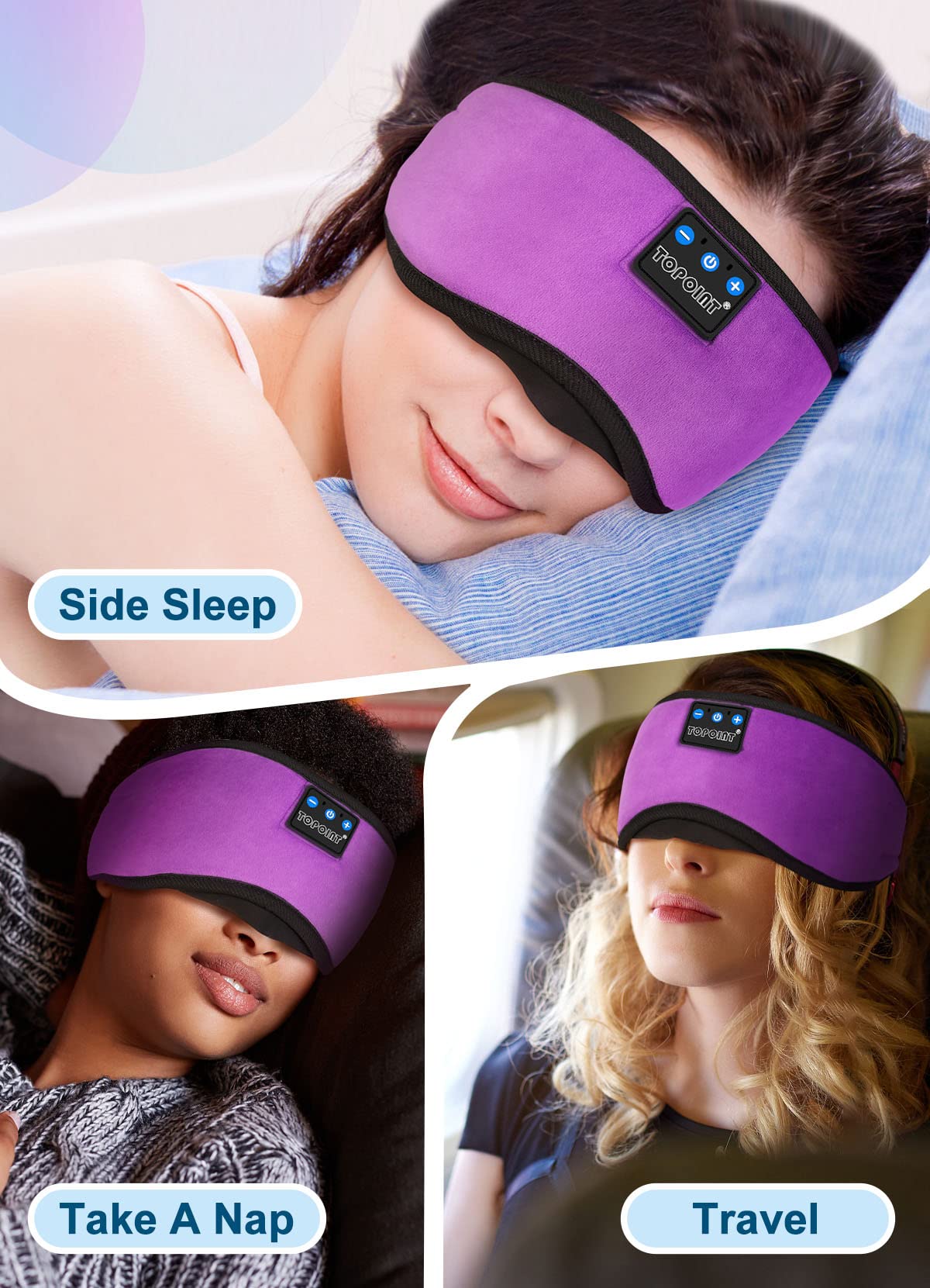 TOPOINT Sleep Mask with Headphones Bluetooth 5.4 Wireless, Sleep Headphone with - TOPOINT Official Product View 7