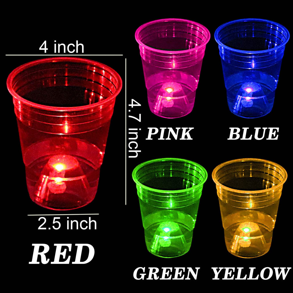 40 Pcs Glowing Party Cups 16oz for Indoor Outdoor Light Up - LLKMDSS Official Imagery - 3