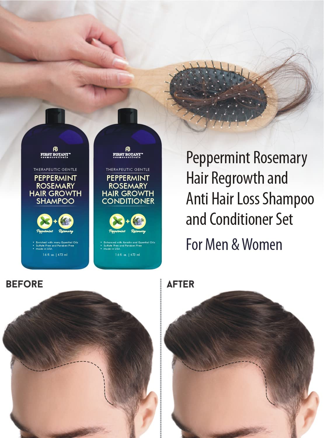 First Botany, Peppermint Rosemary Hair Regrowth and Anti Hair Loss Shampoo and - First Botany Official Product View 5