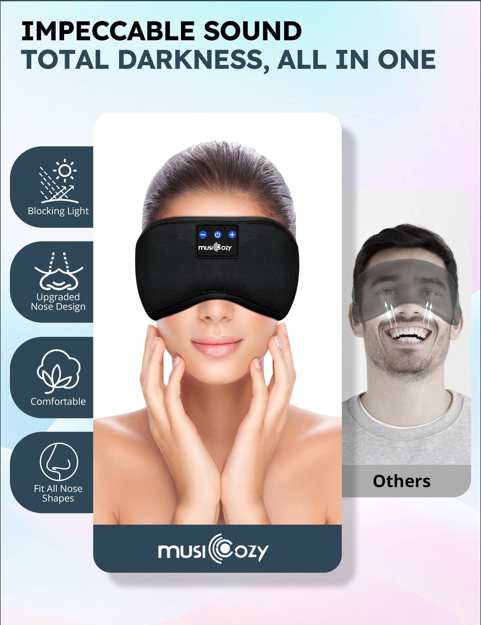 MUSICOZY Bluetooth 5.4 Sleep Headphones Sleeping Eye Mask Earbuds by MUSICOZY - Angle View 5