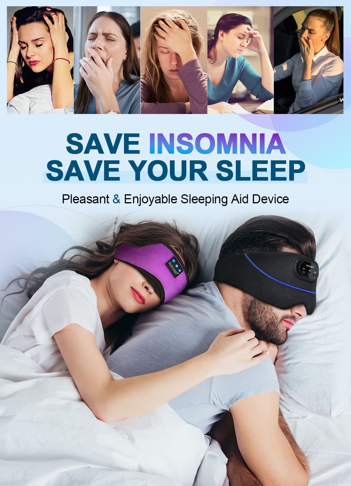 TOPOINT Sleep Mask with Headphones Bluetooth 5.4 Wireless, Sleep Headphone with - TOPOINT Official Product View 6