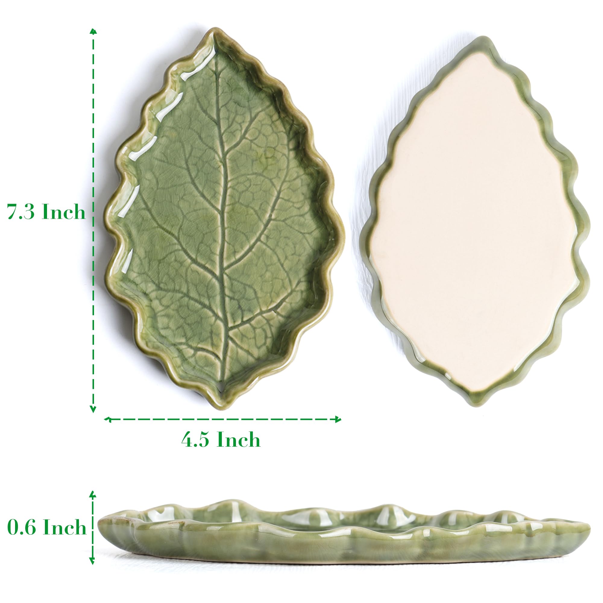 Anoonse Ceramic Spoon Rest for Stove Top Cute Leaf Spoon Rest for Kitchen Counte - Anoonse Official Product View 2