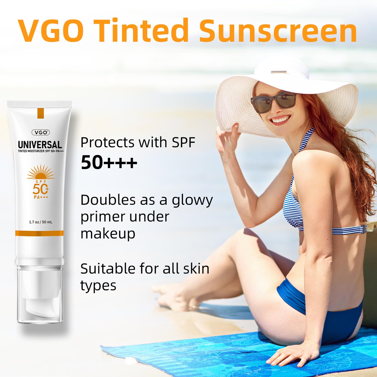 VGO Tinted Sunscreen for Face SPF 50 Hydrating Sun Essence - VGO Official Imagery - 3