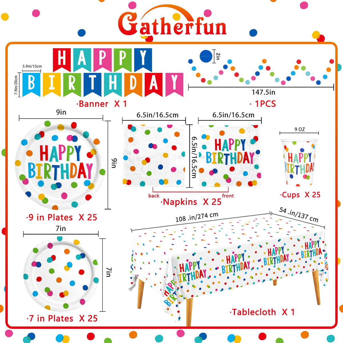 Happy Birthday Decorations Happy Birthday Party Supplies Set - Gatherfun Official Imagery - 3