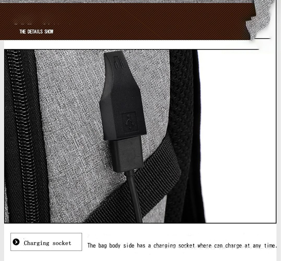 JohnMojie multifunctional USB charging backpack, leisure business computer bag with multiple compartments and sleek design.