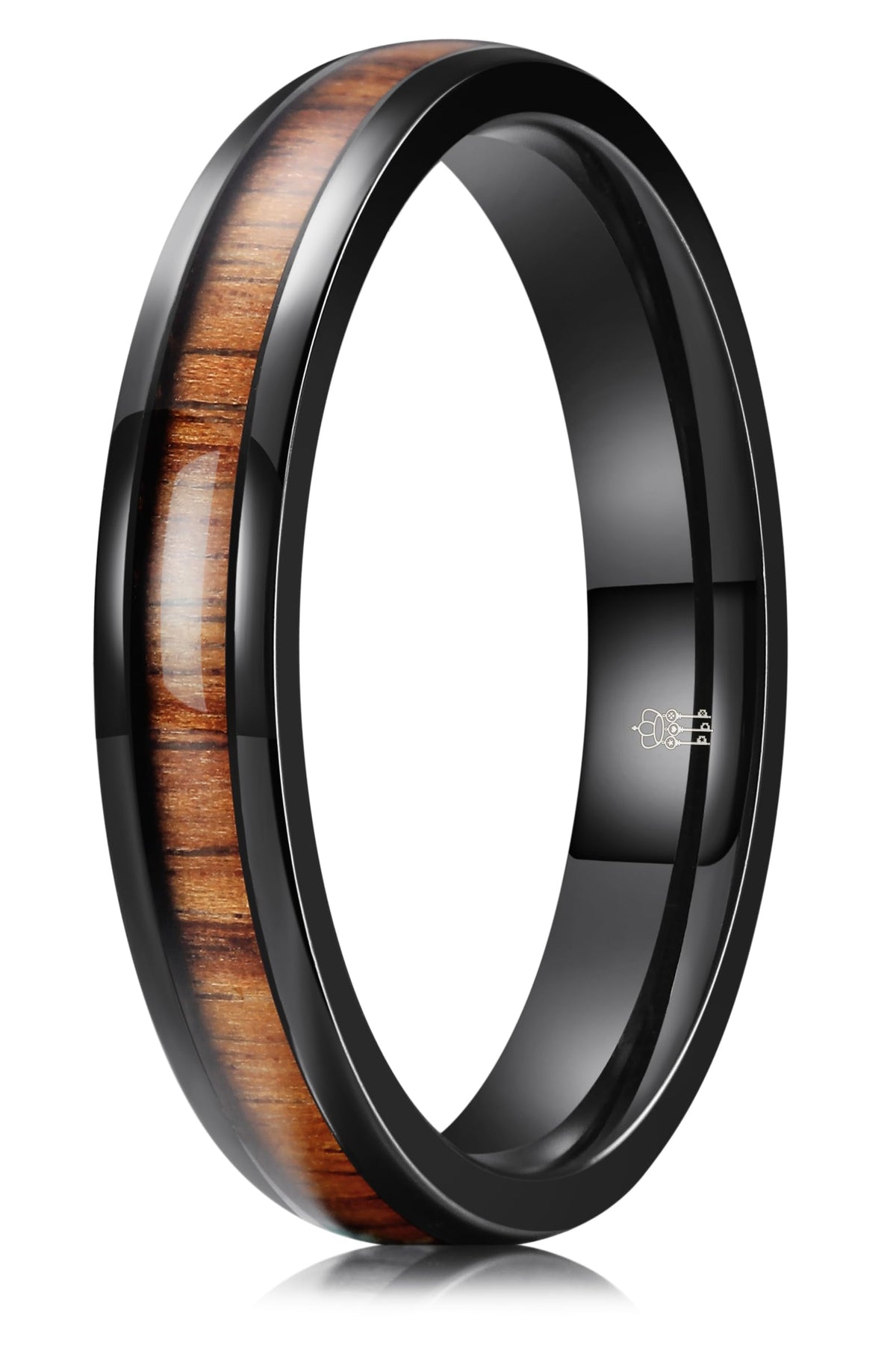 Titanium Wedding Band Koa wood Inlay for Men Women - THREE KEYS JEWELRY Official Imagery - 8