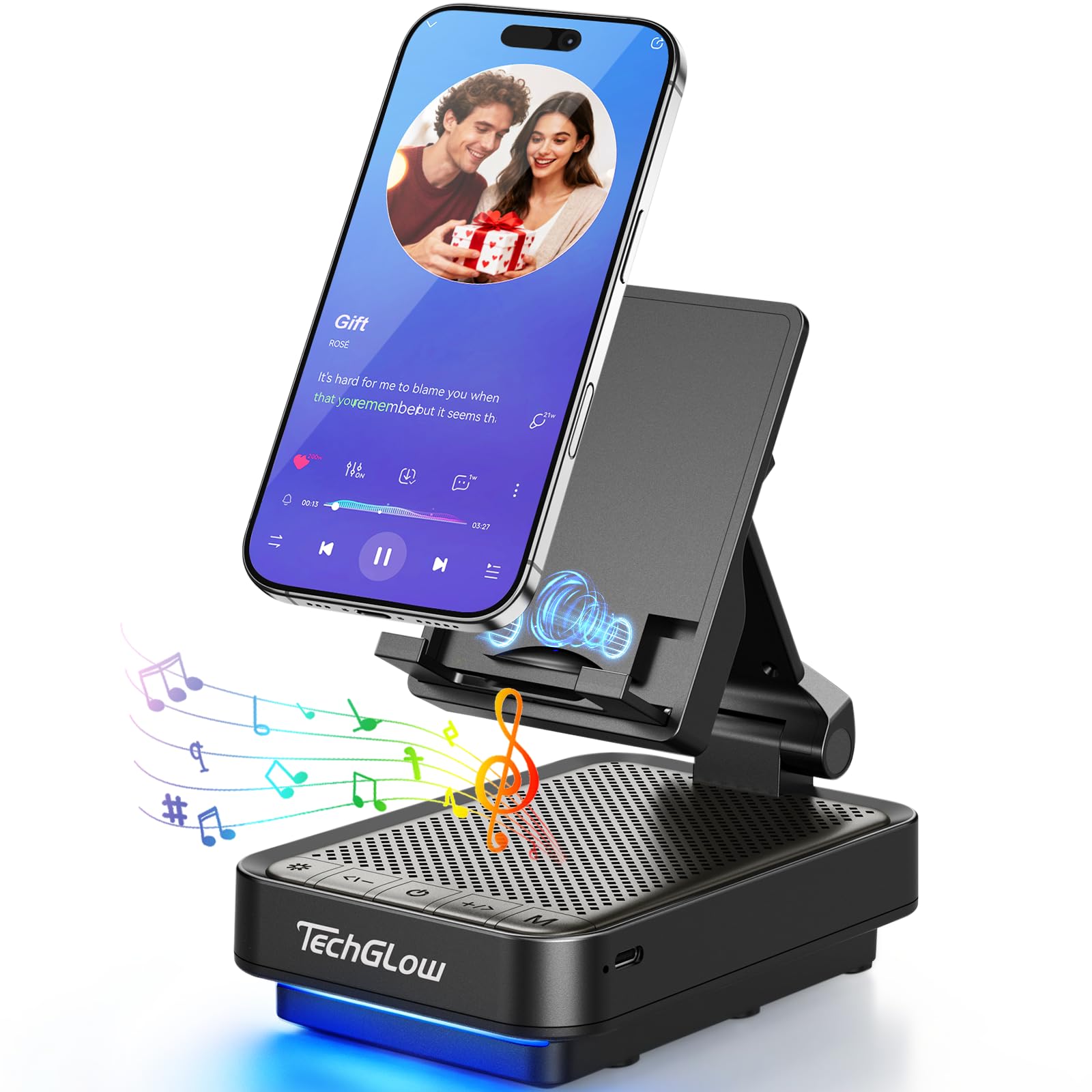 Gifts for Men Women-TechGlow Wireless Induction Speaker with - Product Imagery