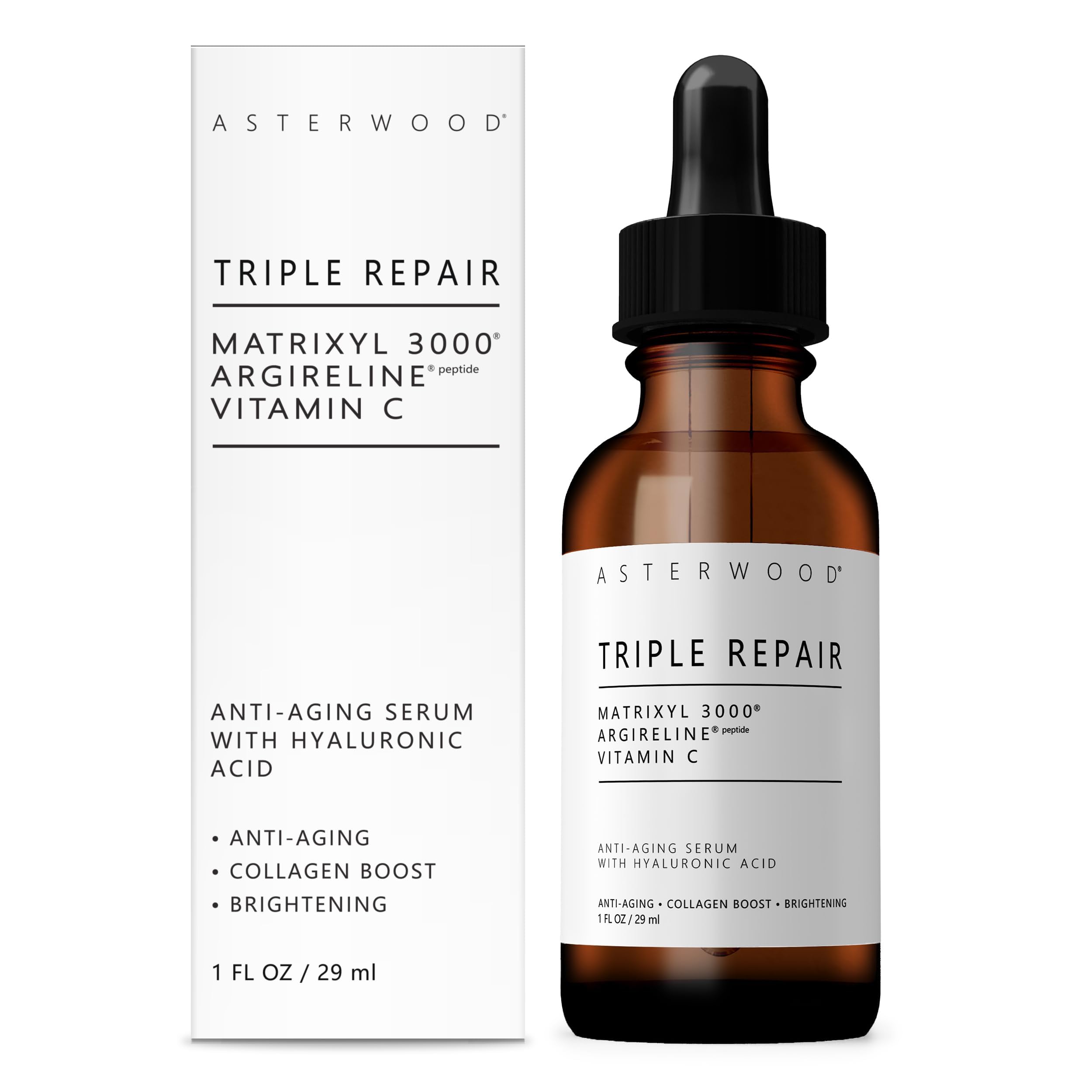 Asterwood Triple Repair Peptide Serum, Matrixyl 3000, Argireline & Vit. C - Asterwood Official Product View 2
