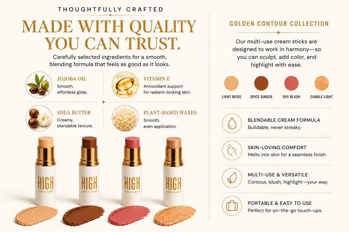Golden Complete Face Sculpting Kit 4 Piece Cream Stick - HIGH COSMETIC AGENCY Official Imagery - 8