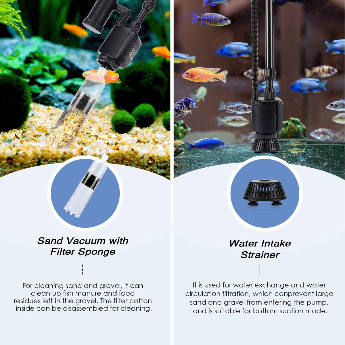 AQQA 6 in 1 Electric Aquarium Gravel Cleaner 320GPH 20W Fish - AQQA Official Imagery - 3