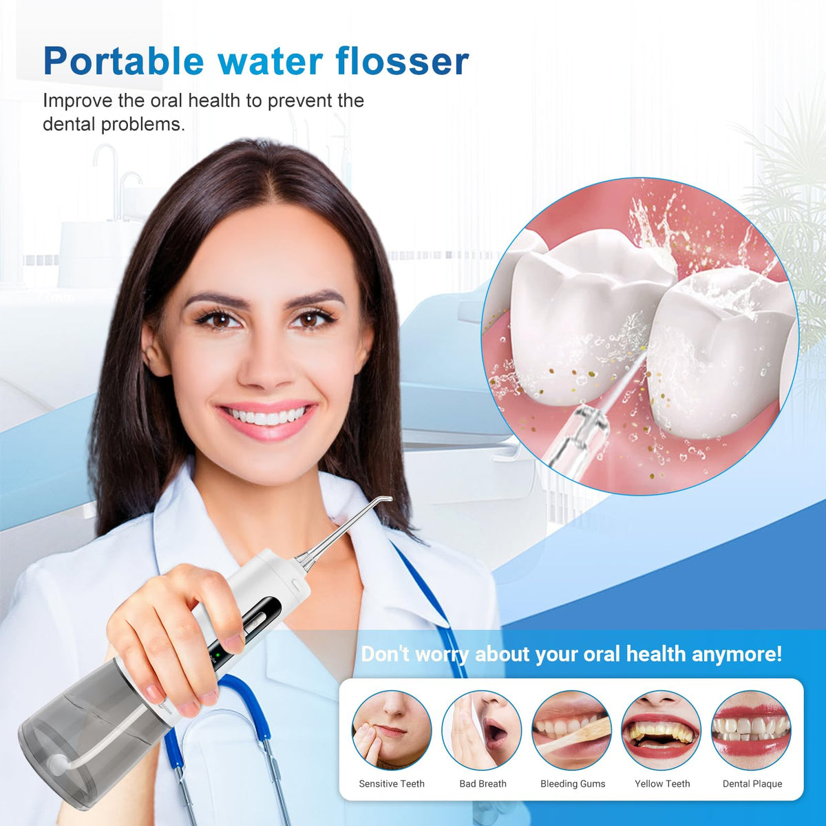 JNGOODS Cordless Water Dental Flosser Oral irrigator JNGOODS - JNGOODS Official Imagery - 3