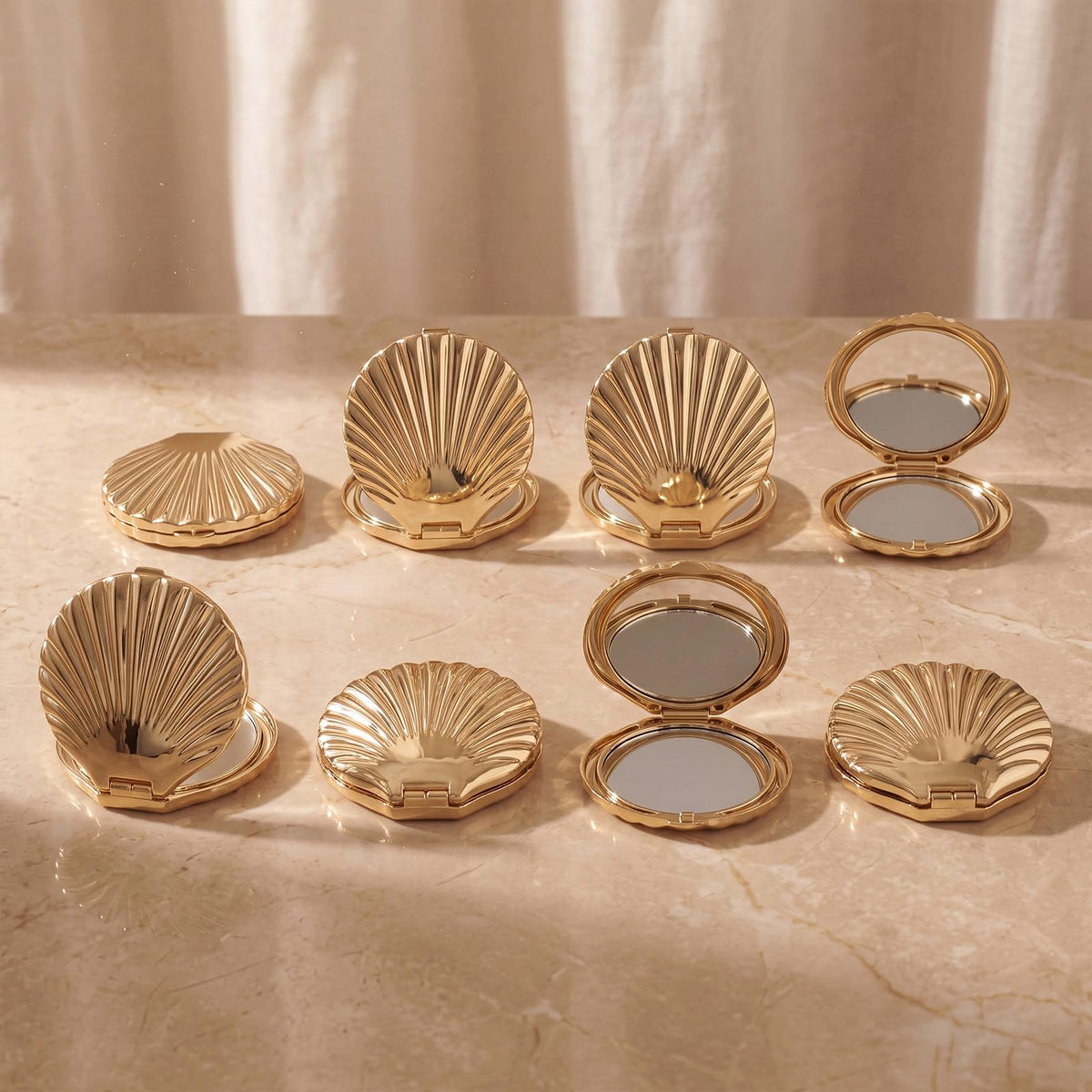 Novabright 8 Pcs 2 7 Inch Gold Sea Shell Compact Pocket - Novabright Official Imagery - 1