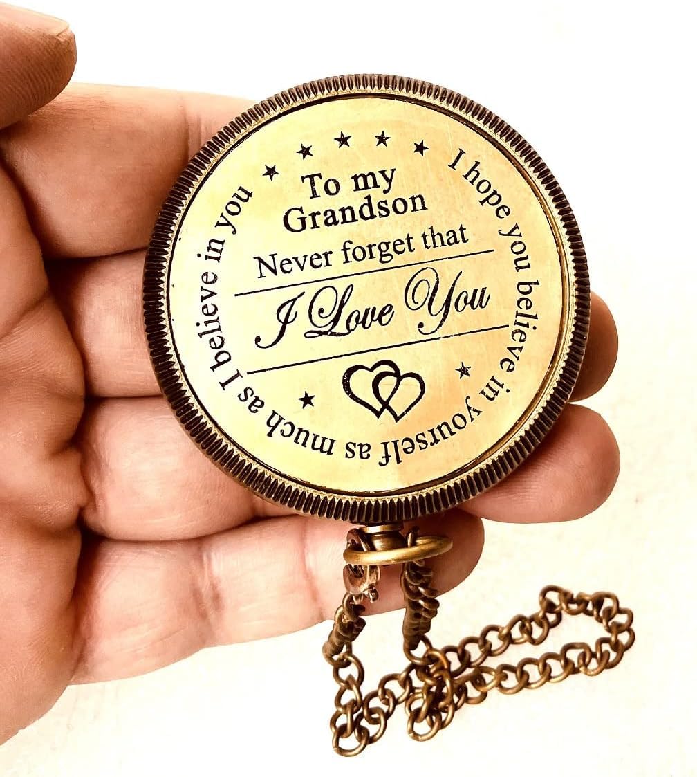 Gift for Grandson Brass Compass Engraved Quote - ALADEAN Official Imagery - 3