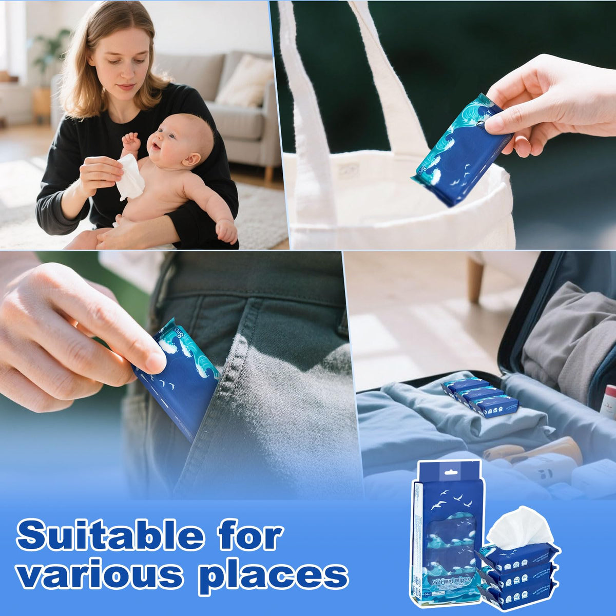 384 PCS Mini Travel Size Wet Wipes Hand Wipes Travel Size - twoworld Official Imagery - 6