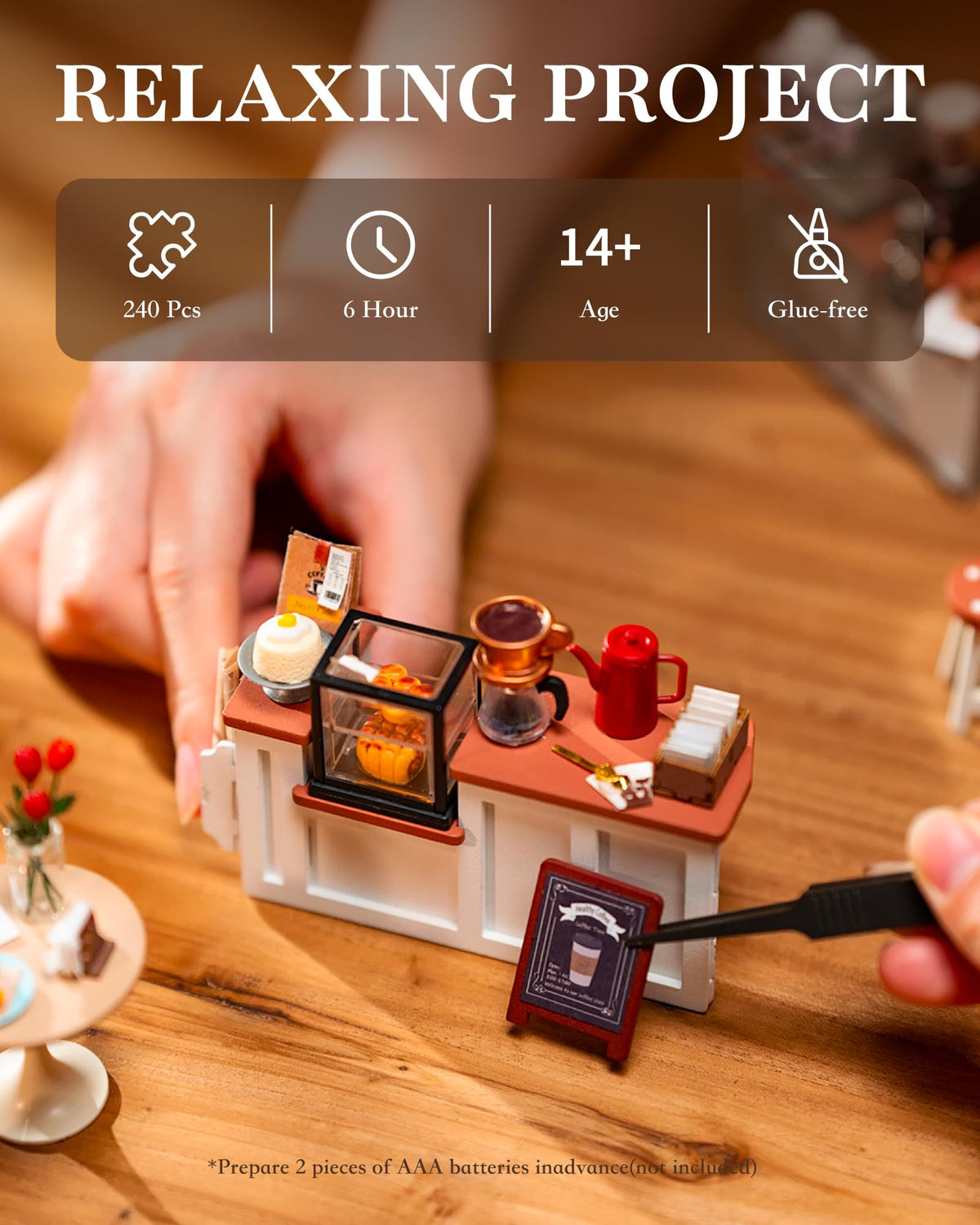 Rolife Coffee Shop DIY Miniature House Kit with LED Light - Rolife Official Imagery - 6