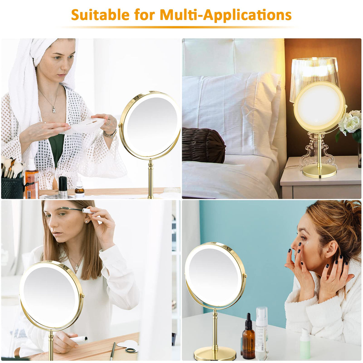 Rechargeable 8 Lighted Makeup Mirror 1X 10X Magnifying - AMZNEVO Official Imagery - 8